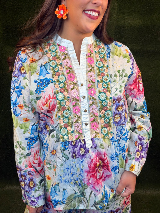 Ibiza Embroidered Blouse - Floral