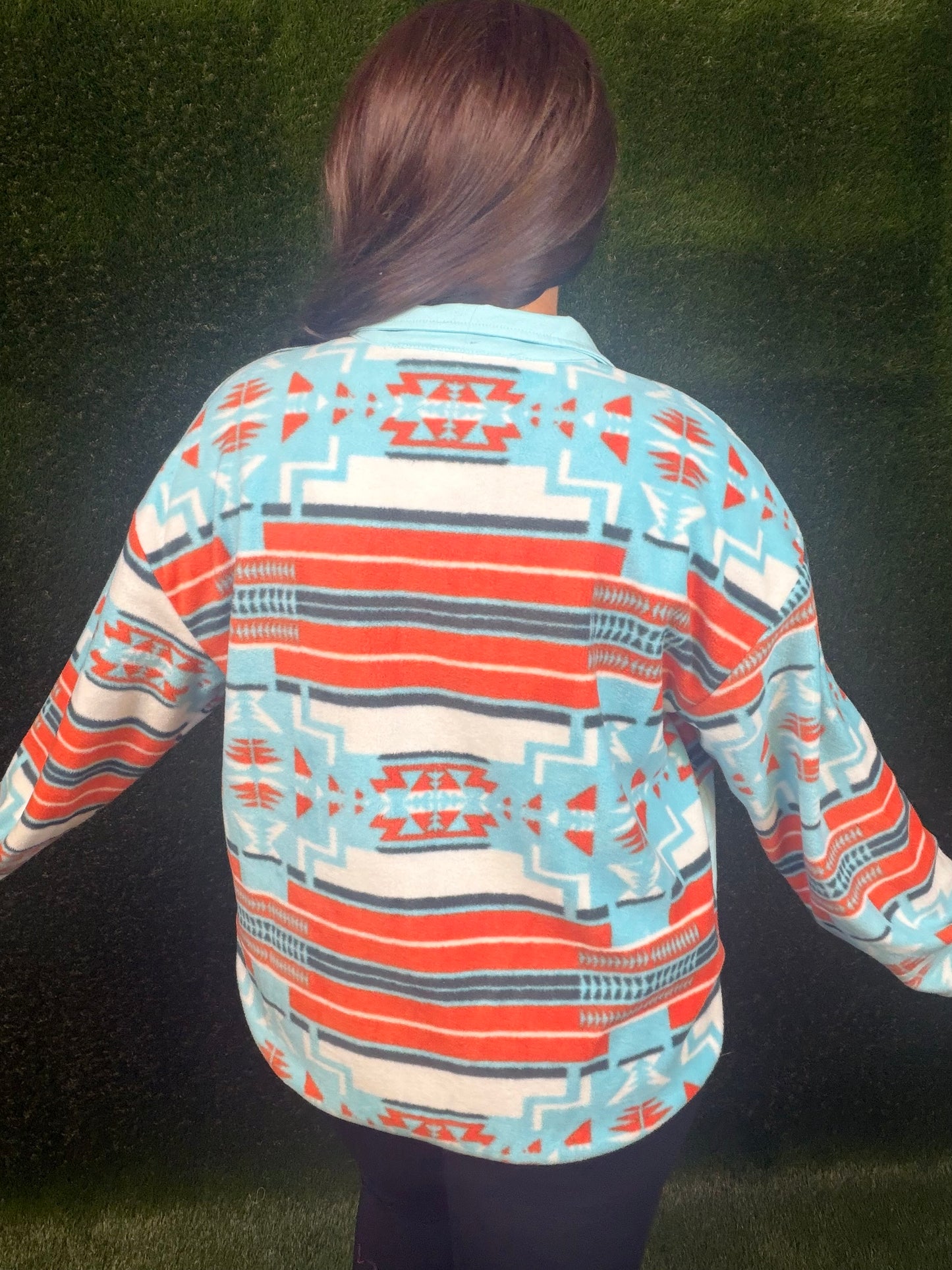 Aqua and Orange Aztec Jacket