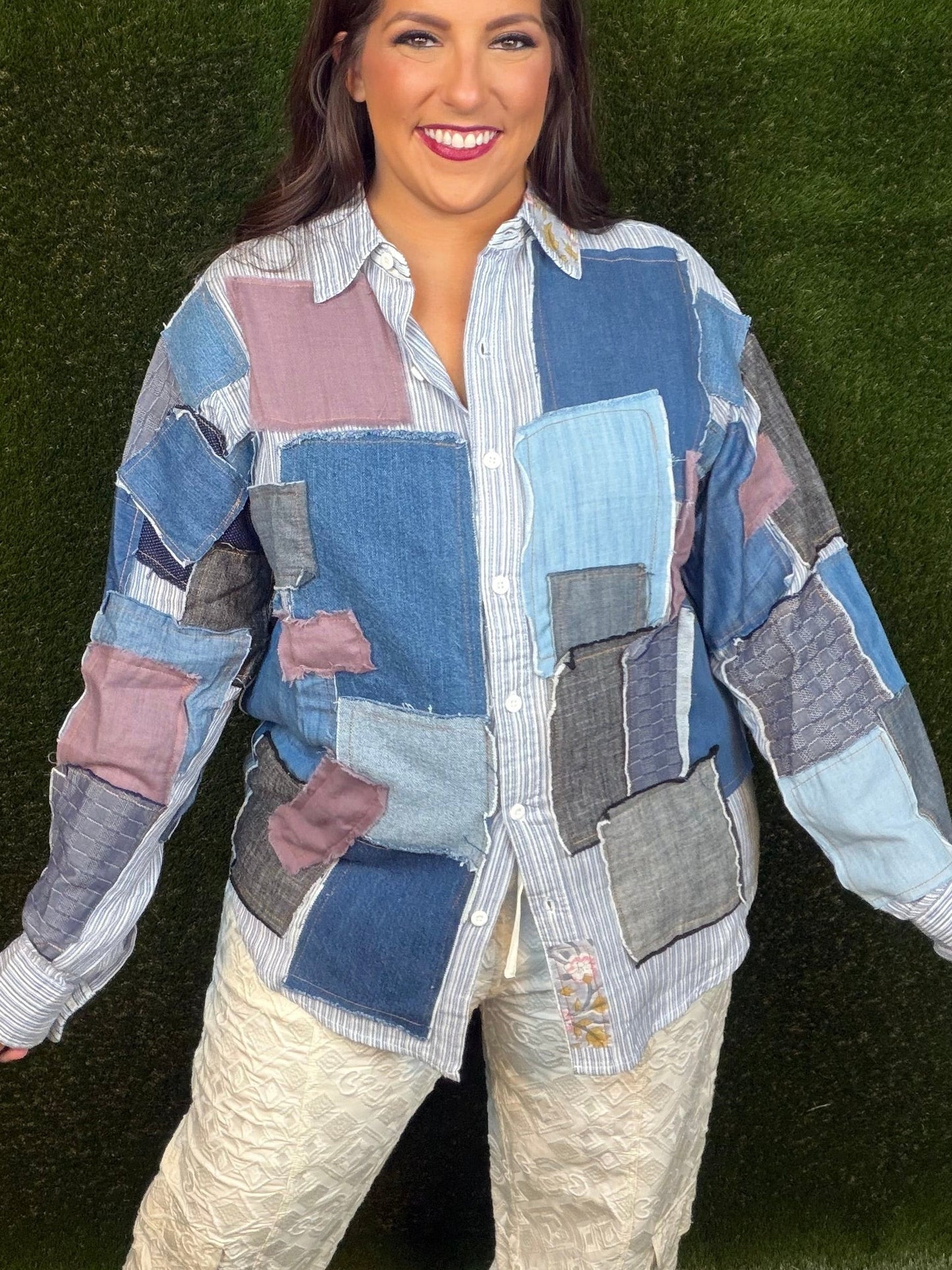 Patched In Dreams Top - Denim