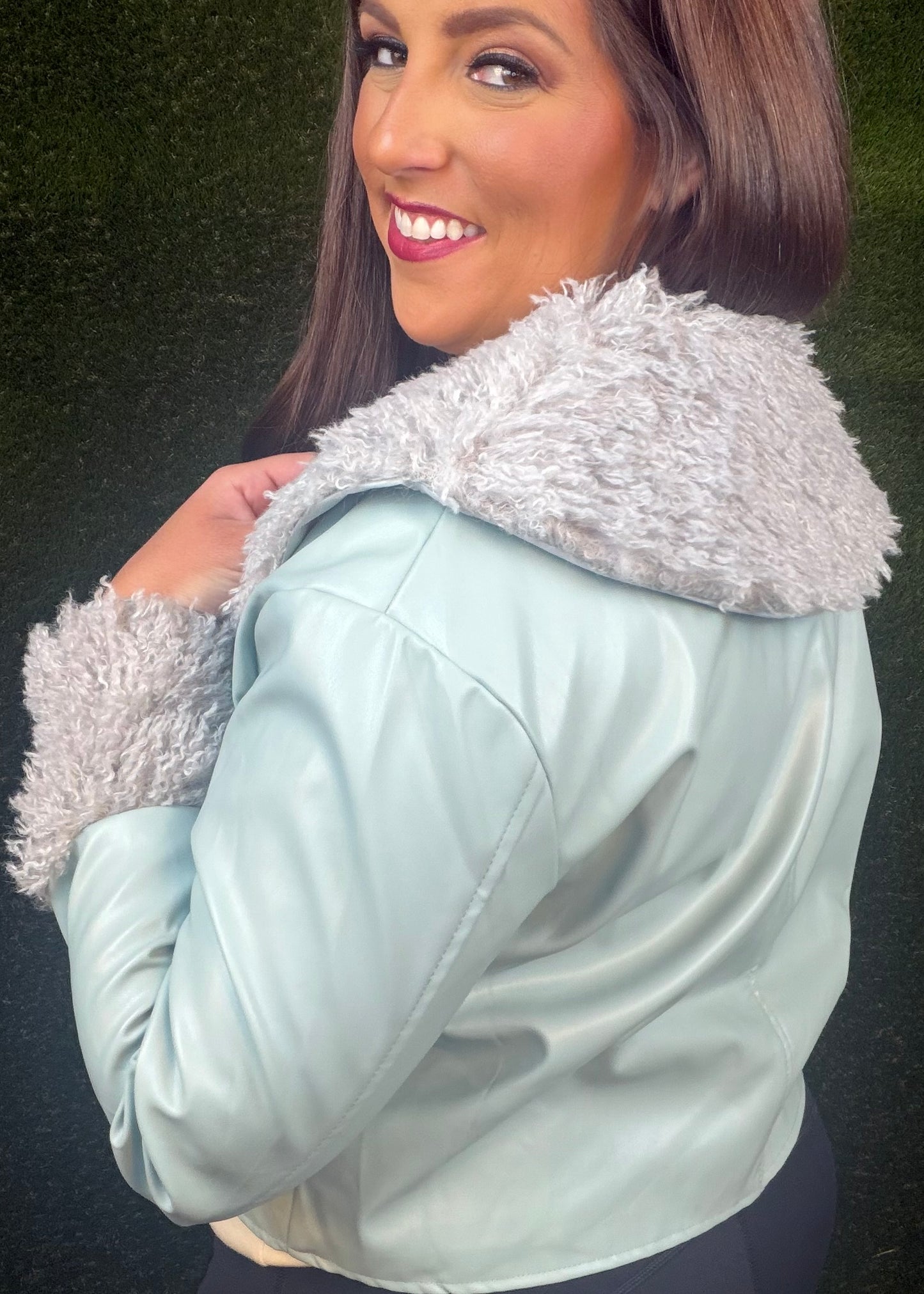 Glacial Mint Faux Leather Jacket