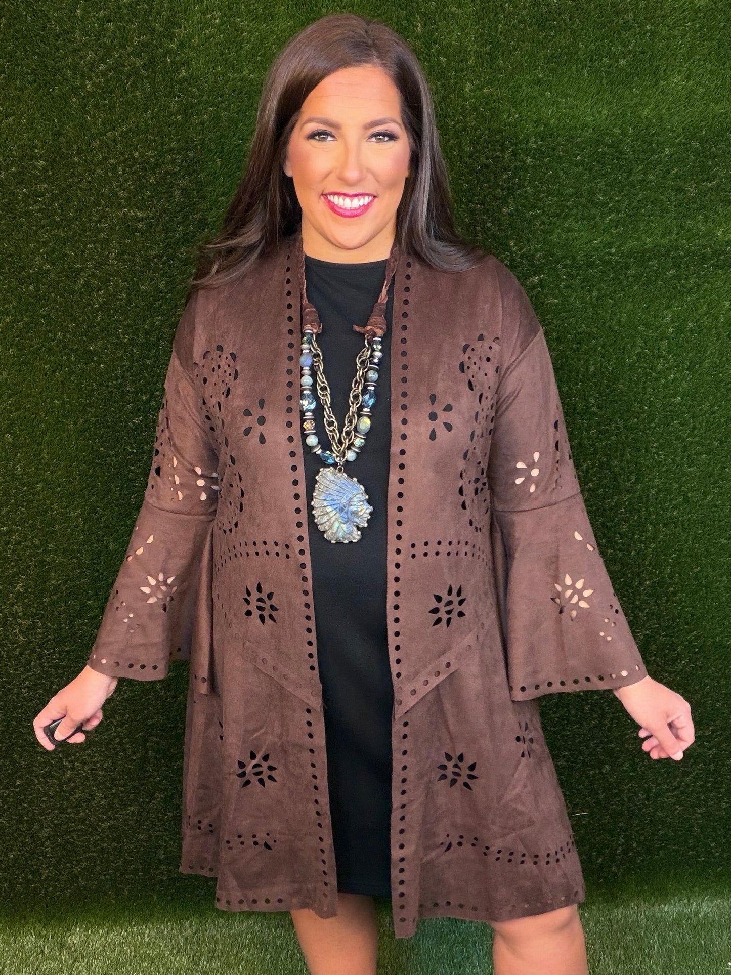 Hey There Cowgirl Kimono - Chocolate Brown