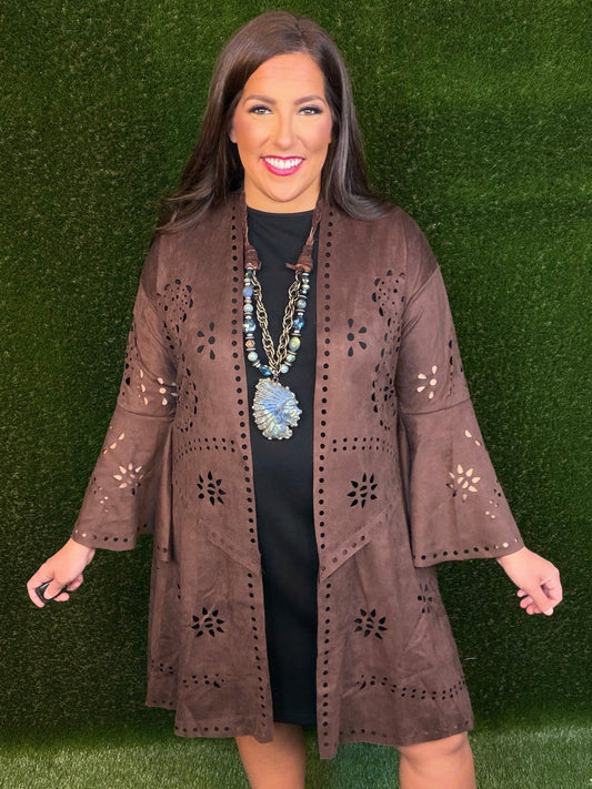 Hey There Cowgirl Kimono - Chocolate Brown