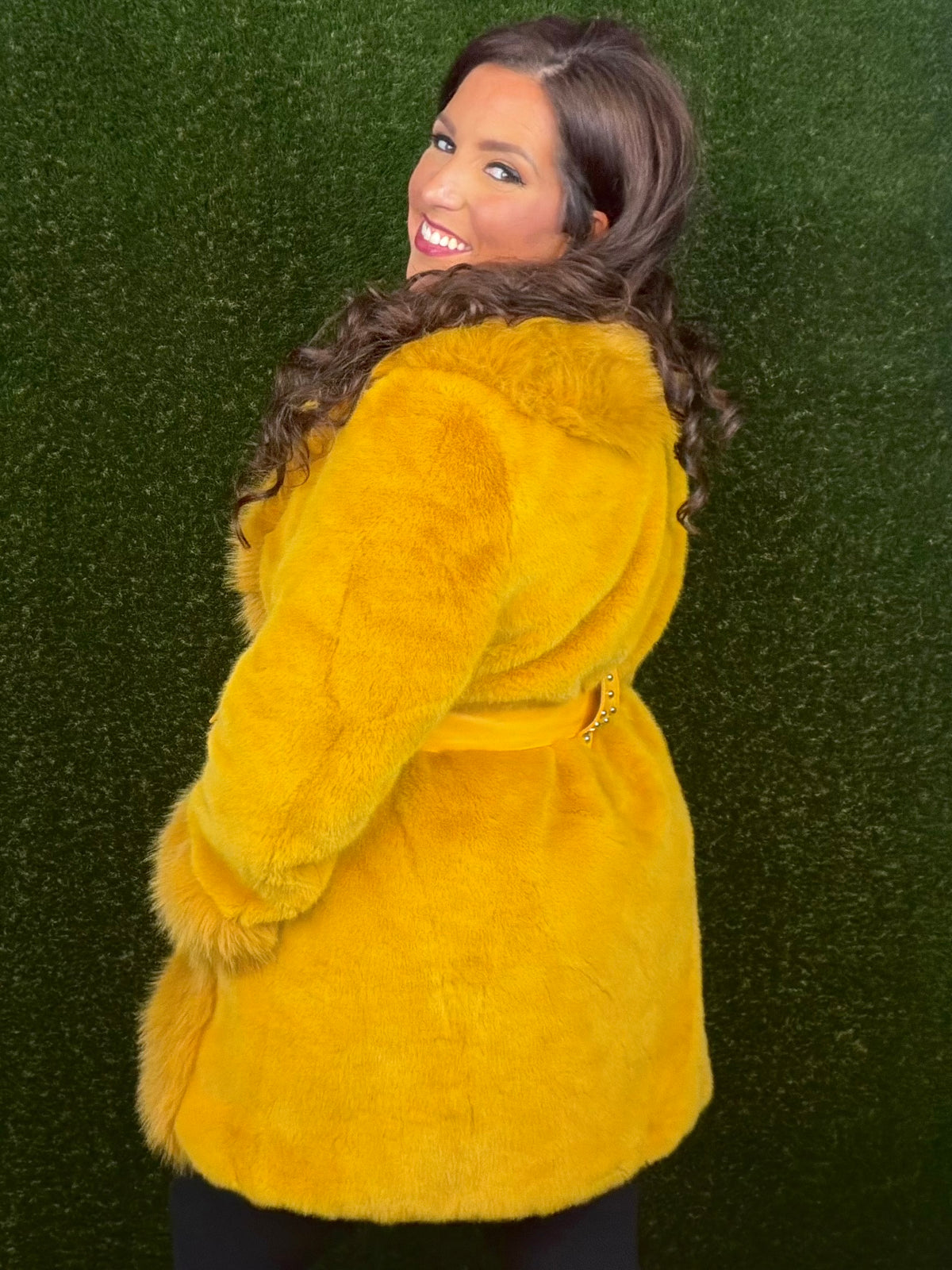 Bonnie and Clyde Fur Jacket - Mustard Gold