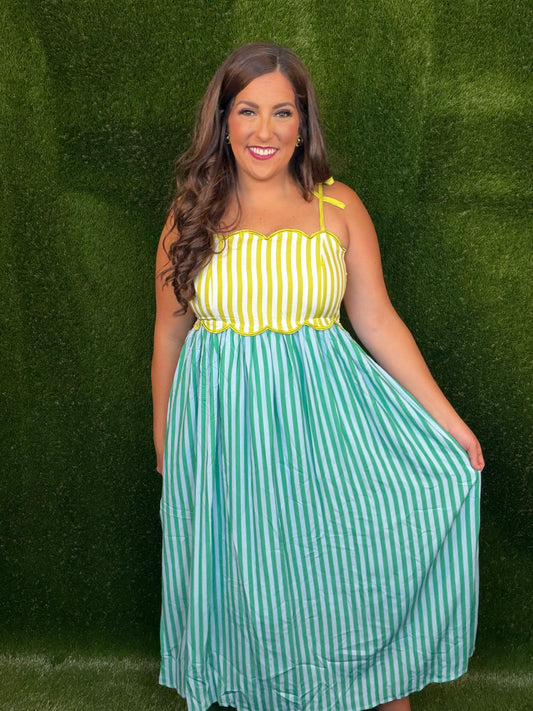 Capri Citrus Wave Midi Dress