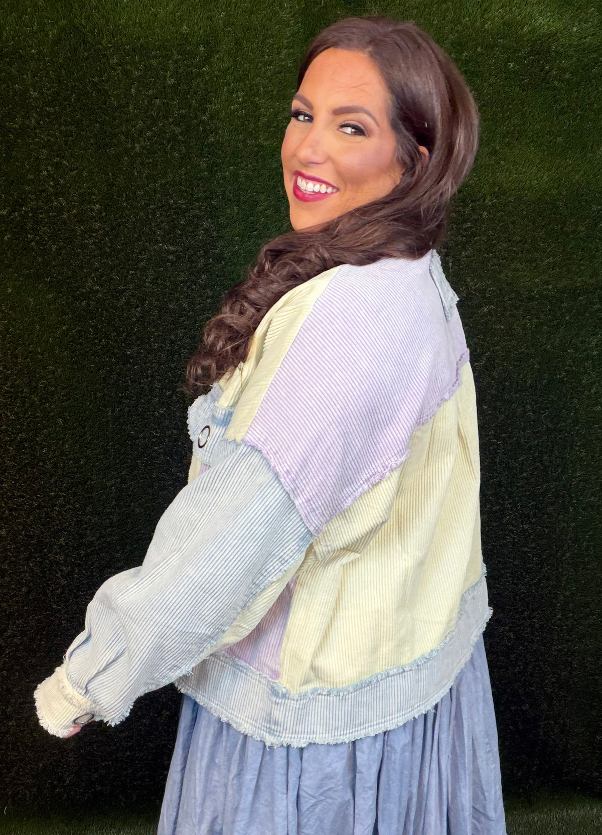Corduroy Mixed Jacket Lavender Combo