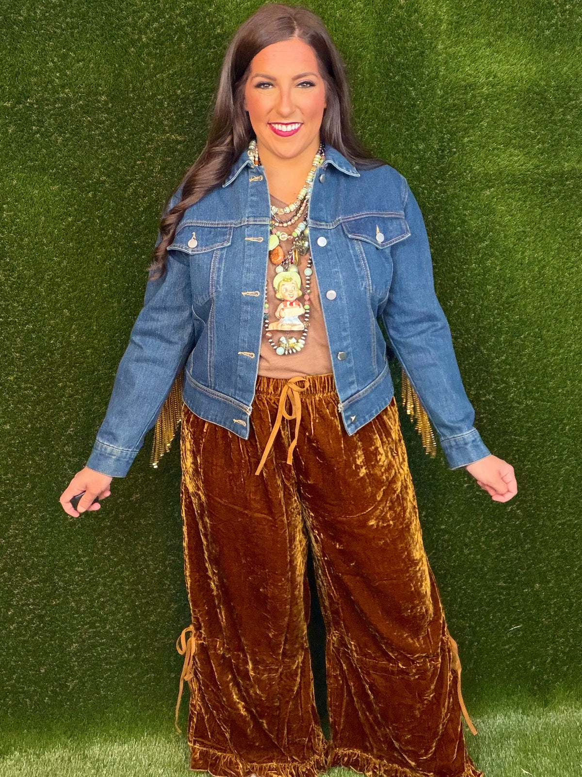 Ruffle It Up Velvet Pants - Golden