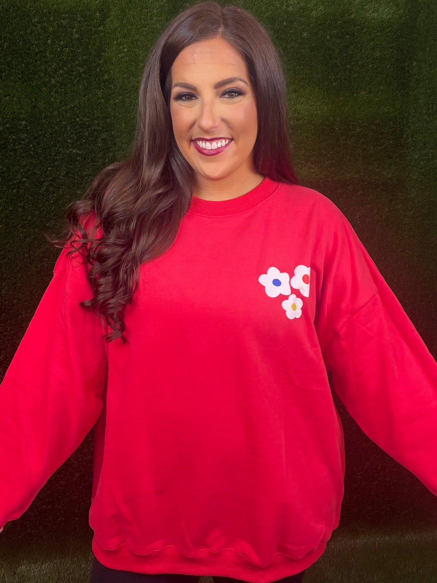 French Terry Graphic Be Love Pullover Sweatshirt - Red
