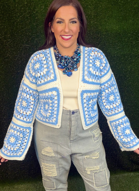 Granny Squares Cardigan - Blue