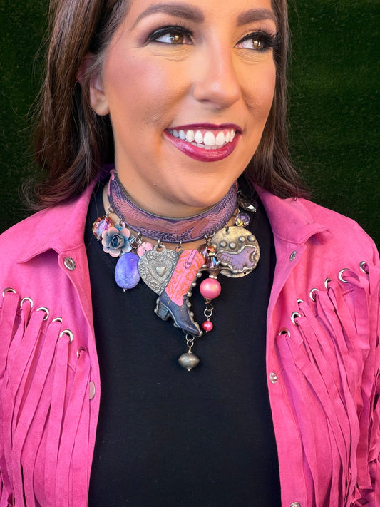 Boots Made For Walking Choker Necklace - Pink
