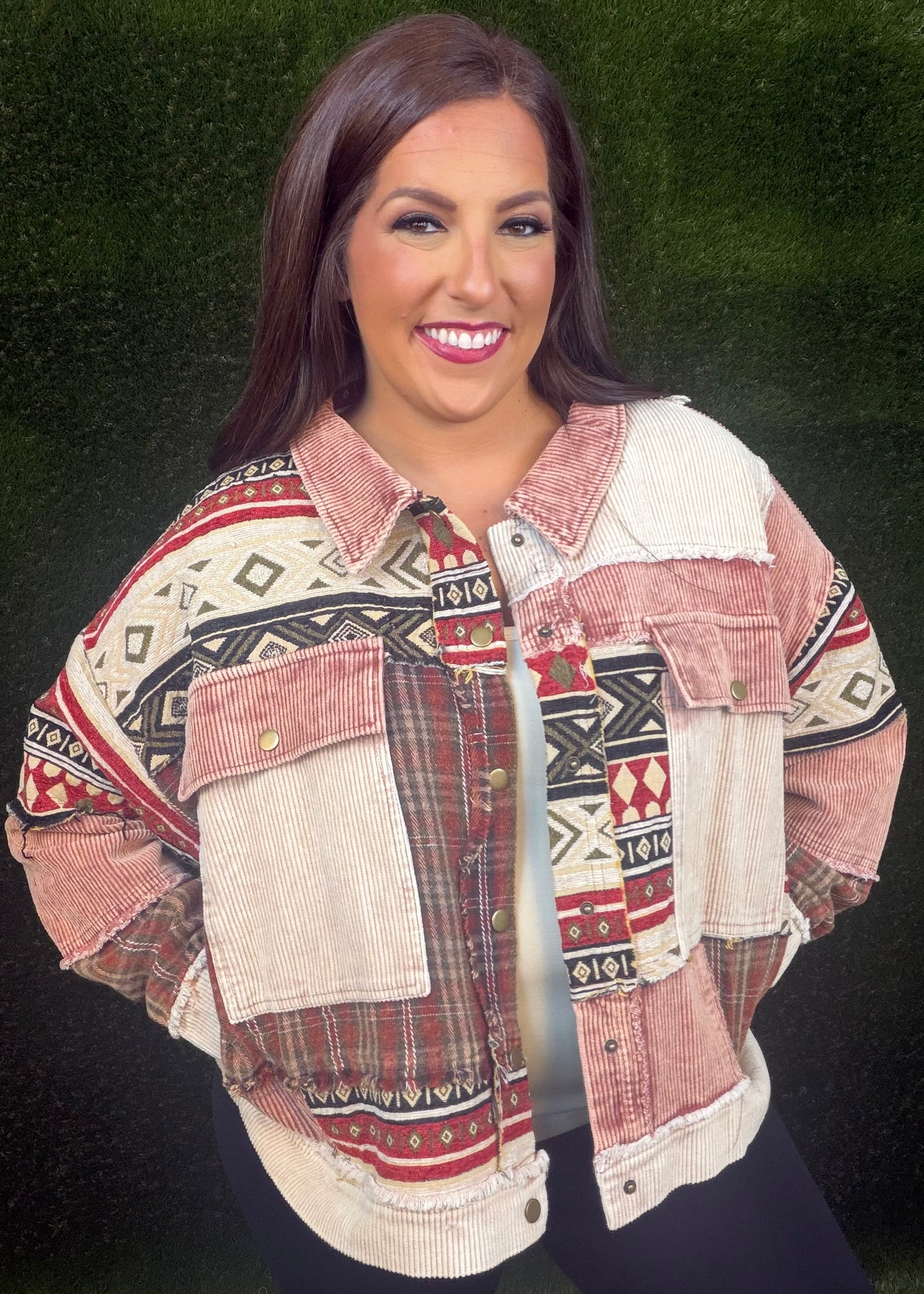 Canyon Clay Mixed Media Jacket - Red