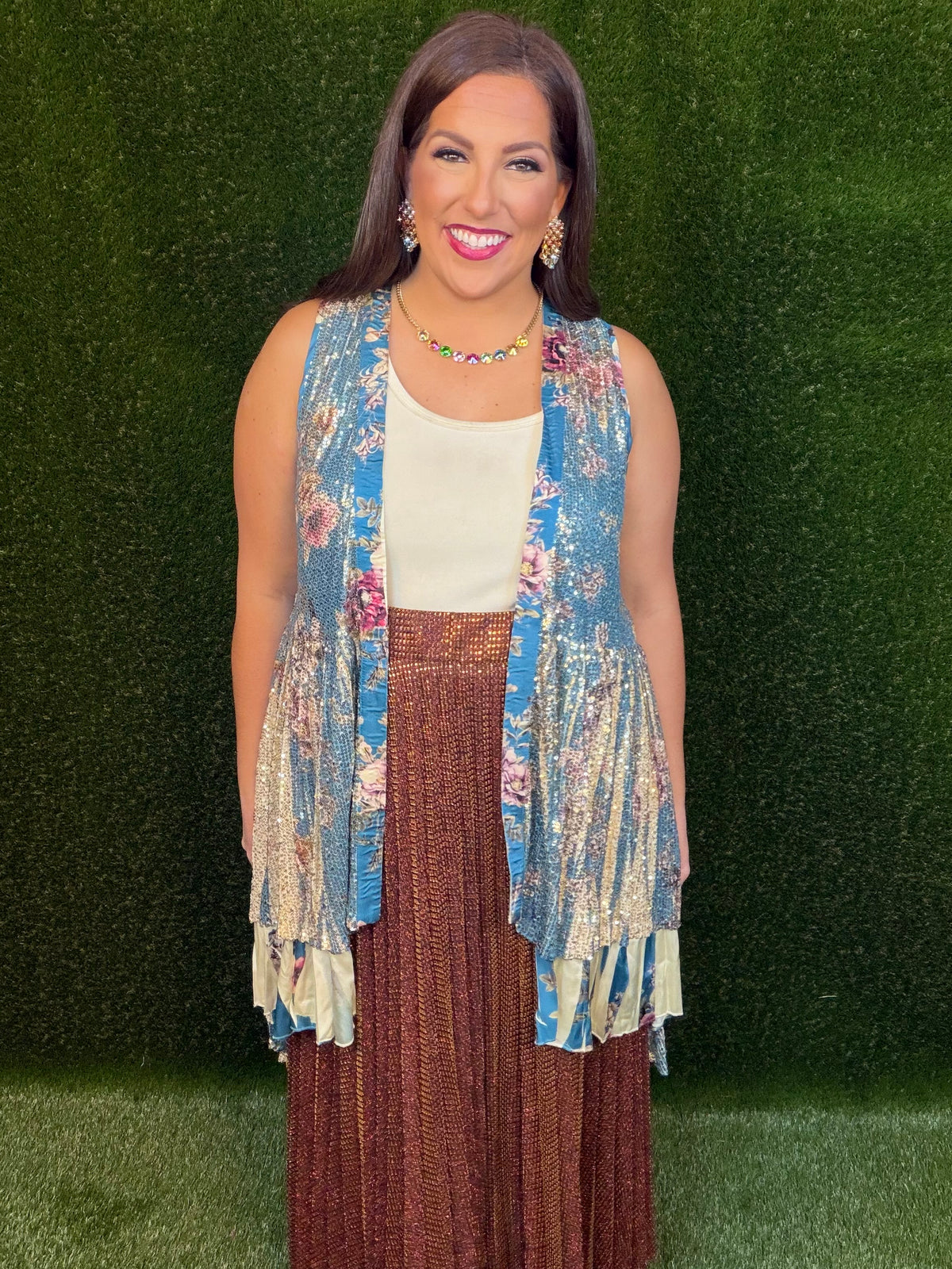 Dripping In Gold Duster - Teal