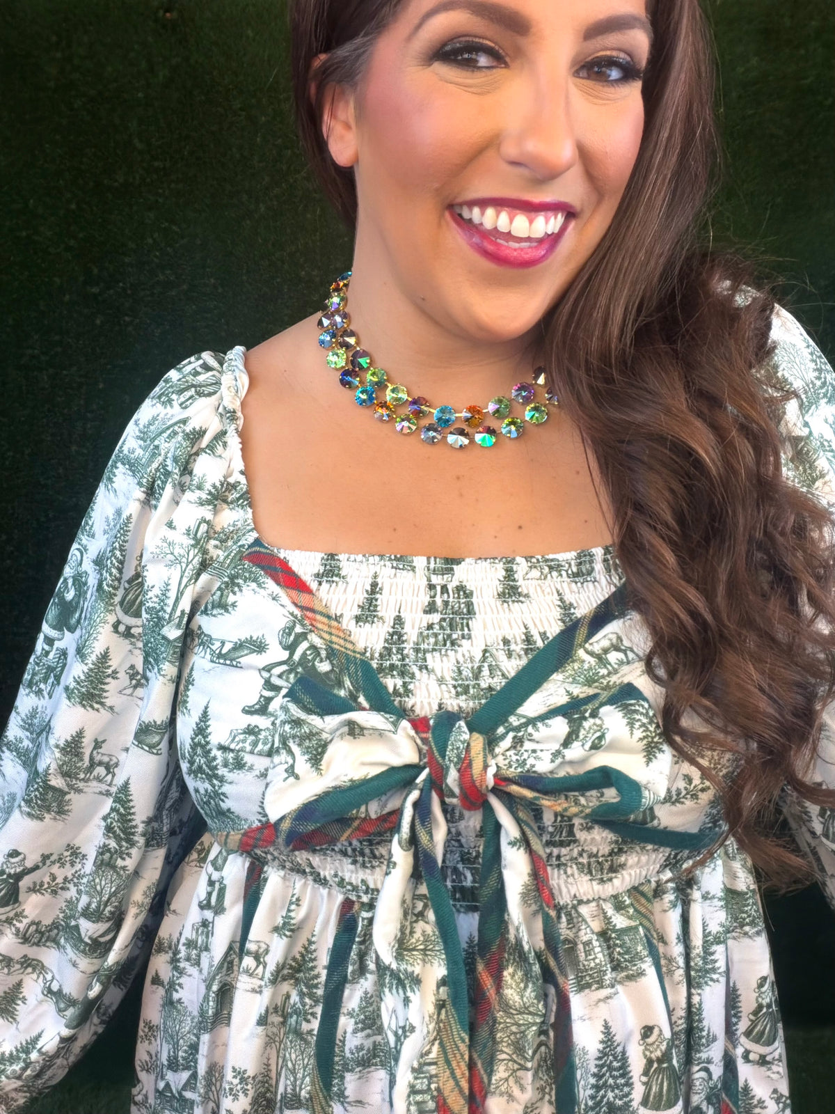Santa Baby Toile Maxi Dress - Hunter Green