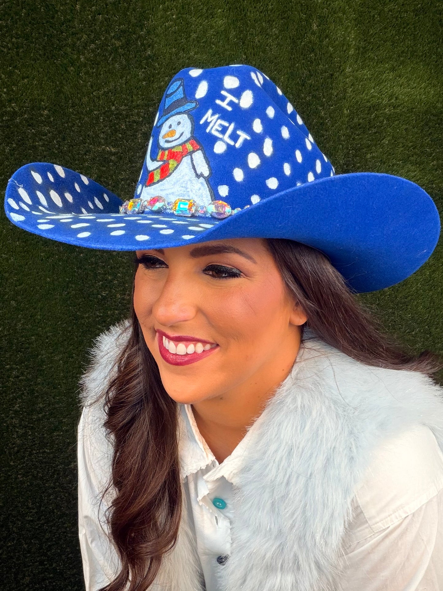 Mr. Snowman Cowboy Hat - Royal Blue - Size Large