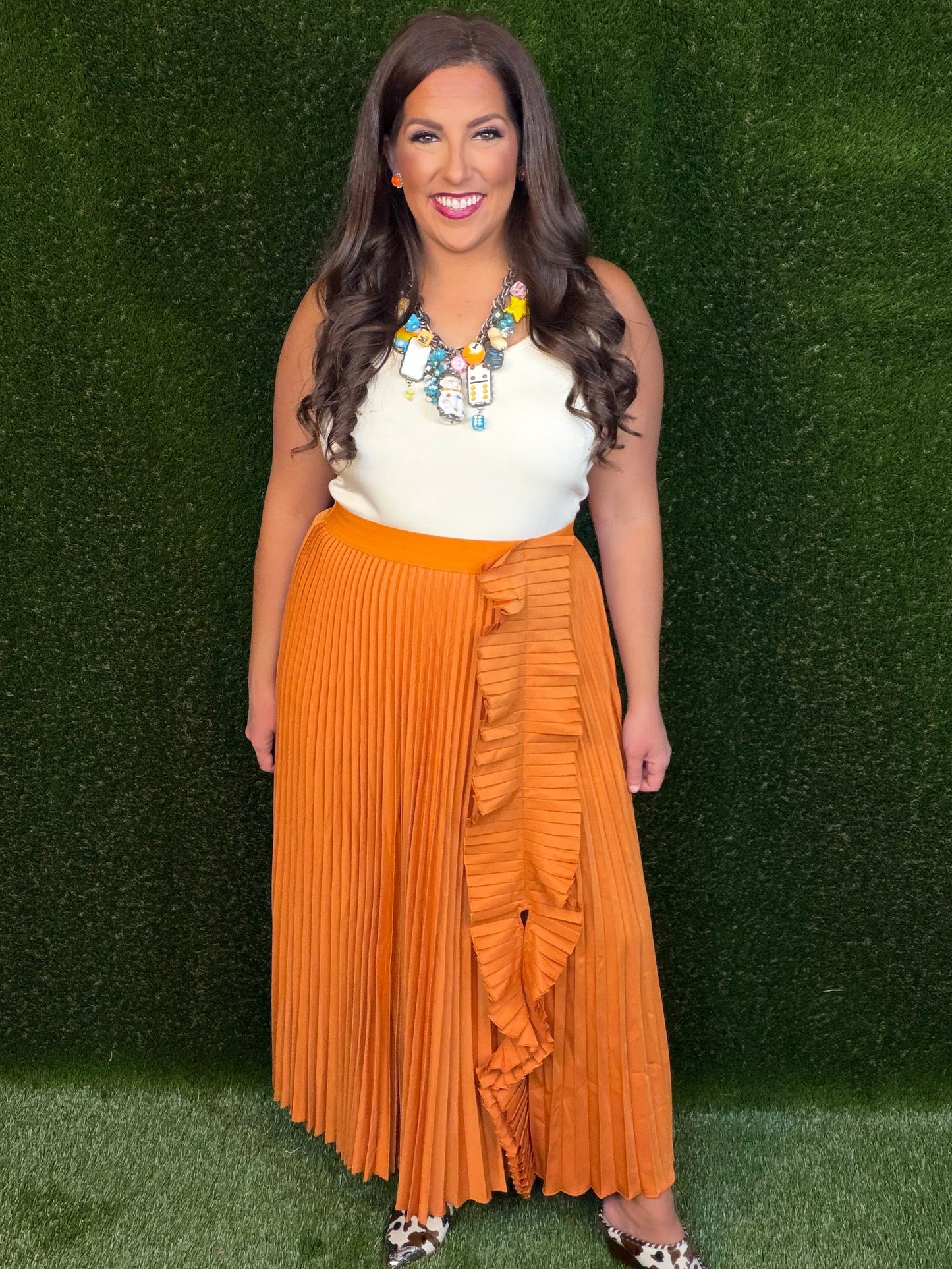 Pleaty Please? Maxi Skirt - Orange
