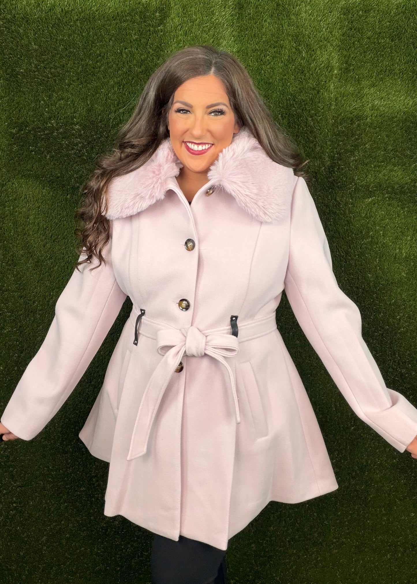Regal Embrace Faux Fur Coat - Pixie Pink