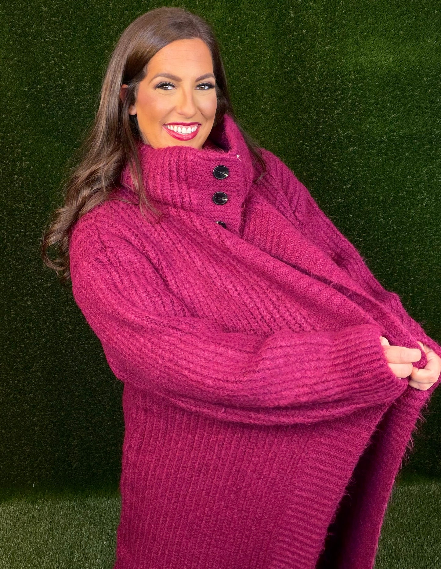 Keeping It Cozy Sweater - Raspberry