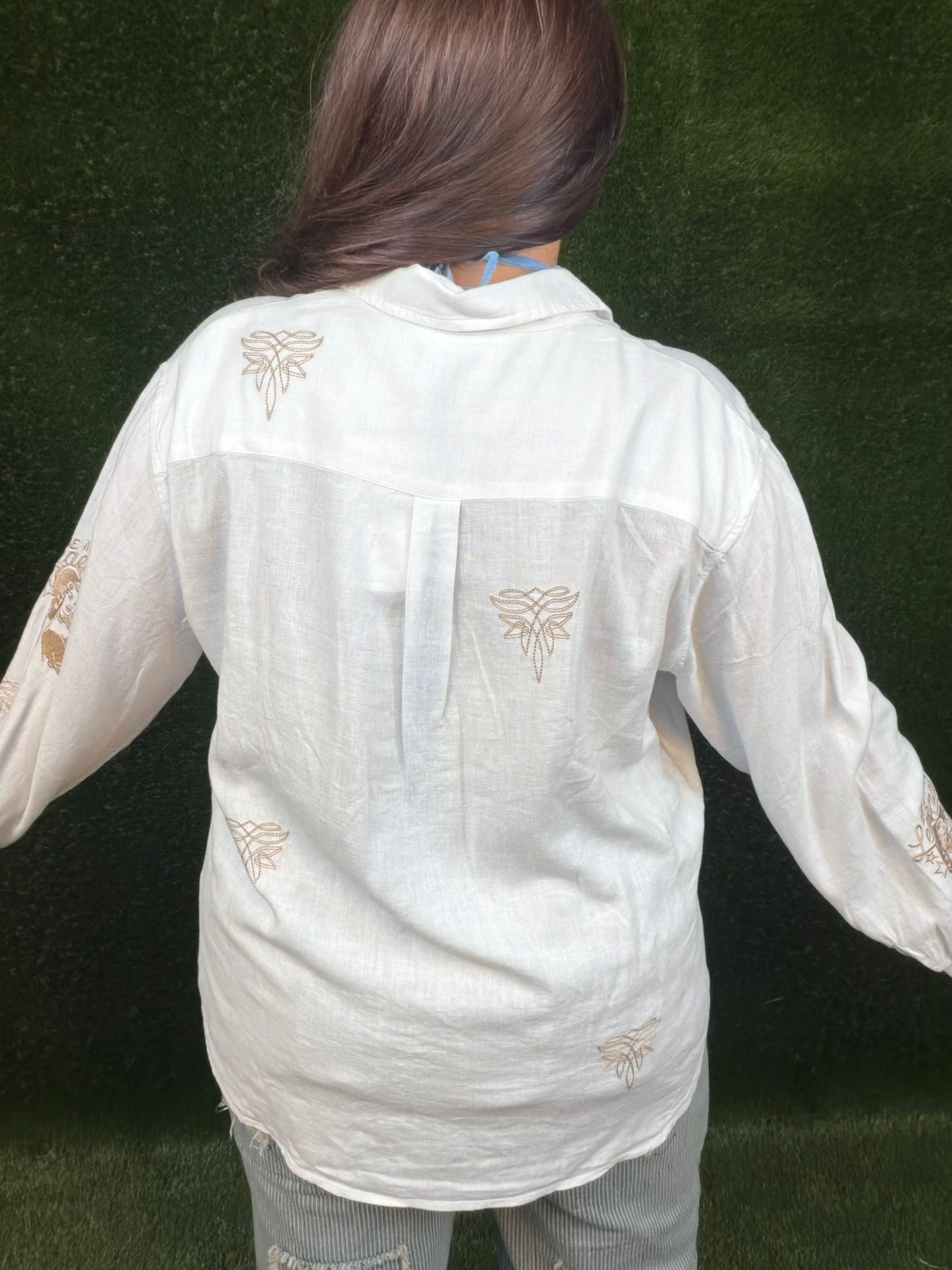 Cowgirl Linen Button-Up - White
