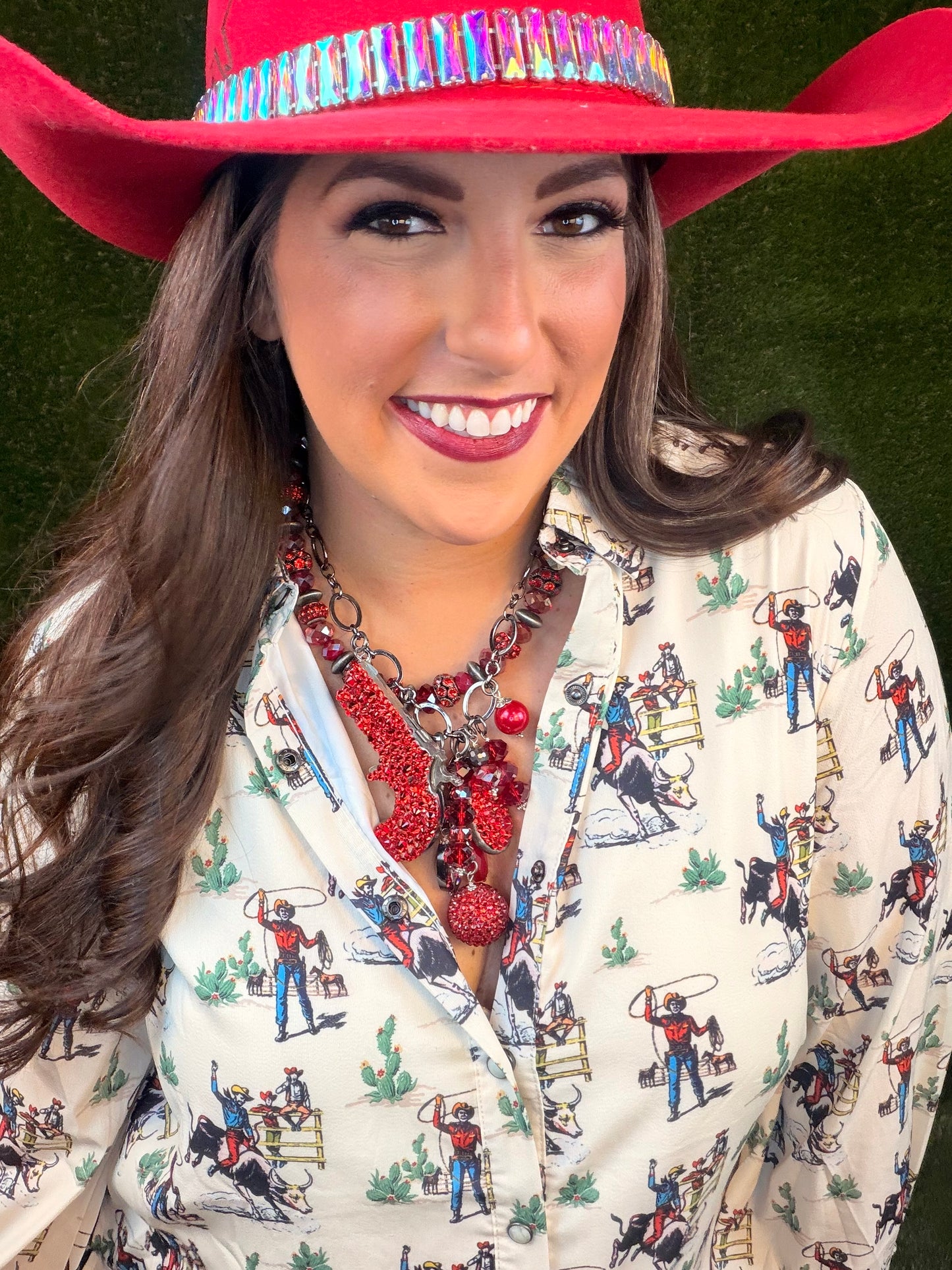 Gunsmoke Necklace - Bright Cardinal Red