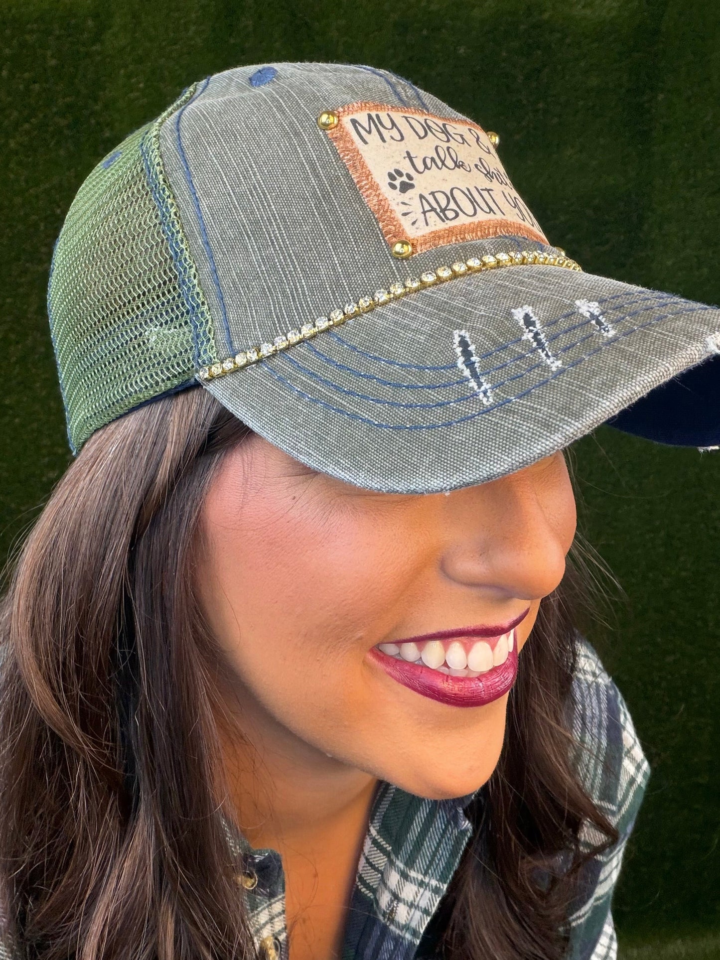 My Dog and I Talk Baseball Cap - Green