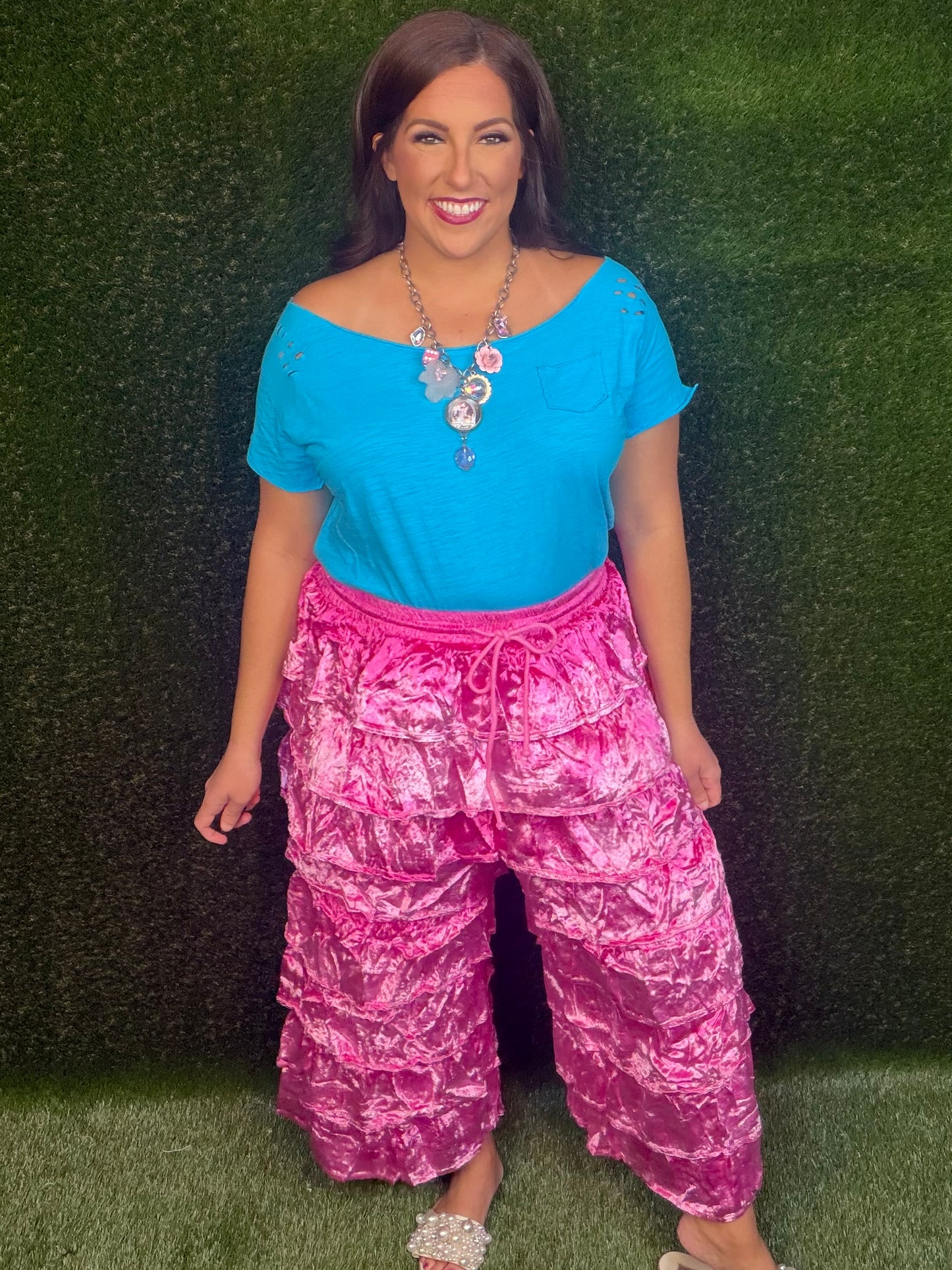 Velvet Crush Ruffle Pants