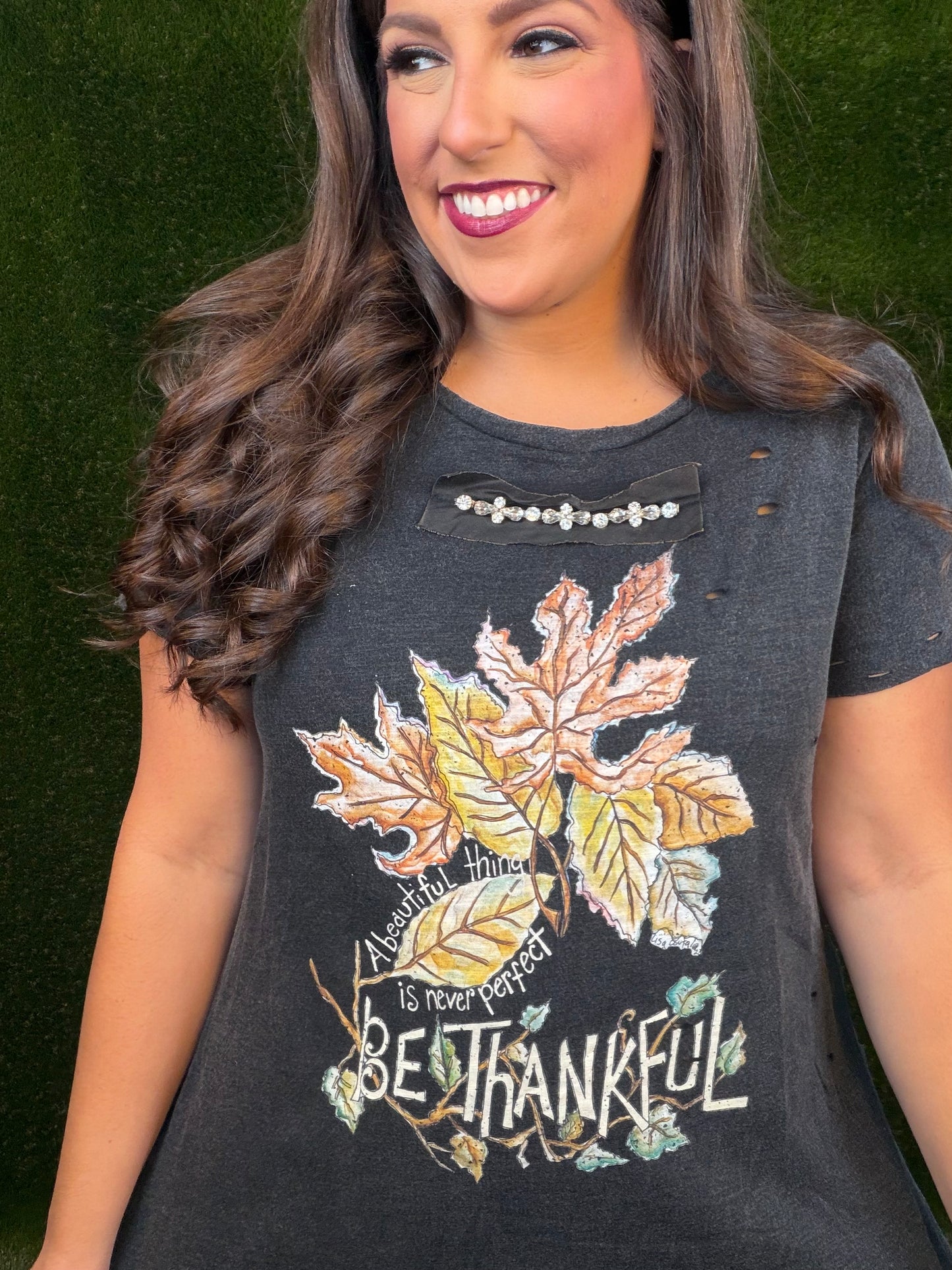 Be Thankful Tee-Dark Gray