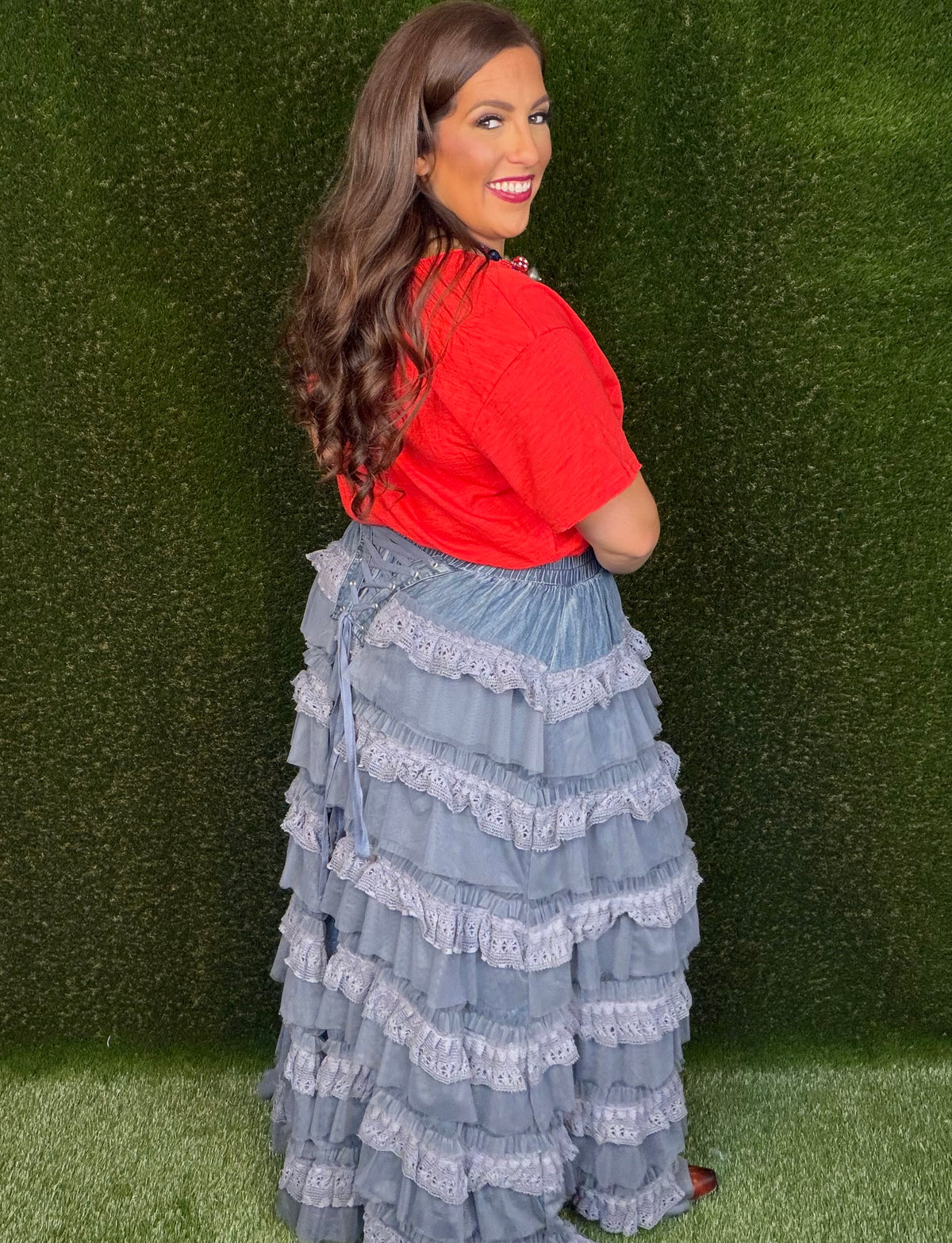Victorian Romance Maxi Skirt - Chambray