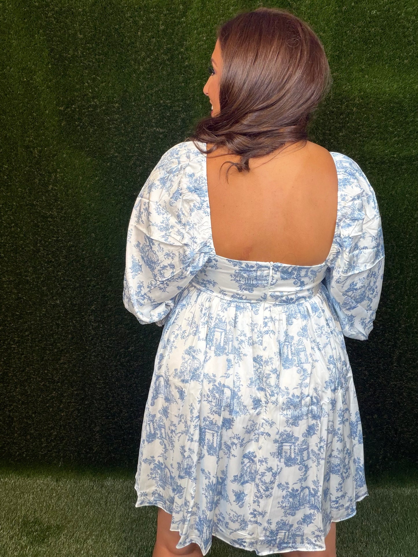 A Romance In The Garden Dress - Light Blue/White
