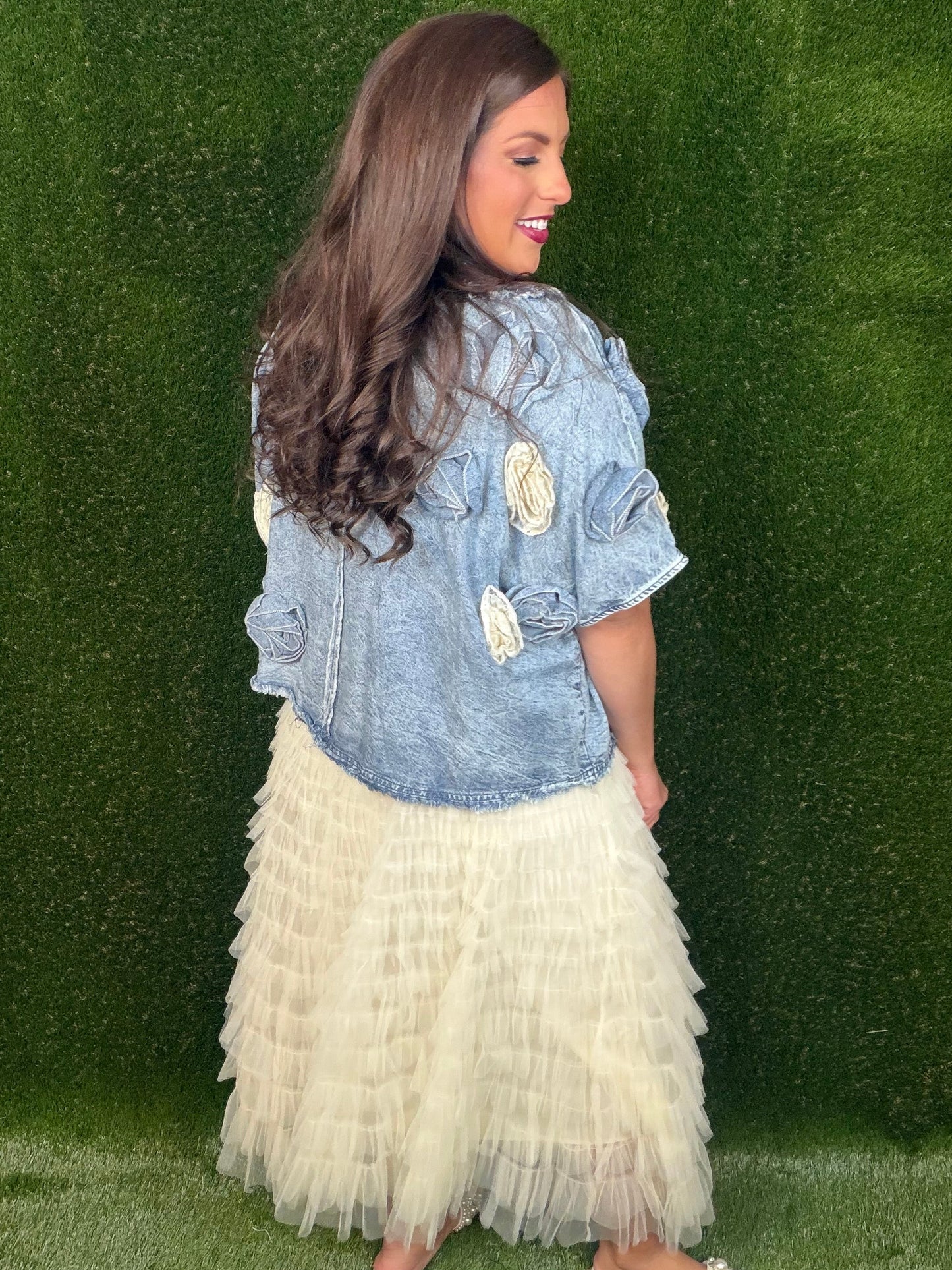 Easy To Love Ruffle Tiered Skirt - Cream