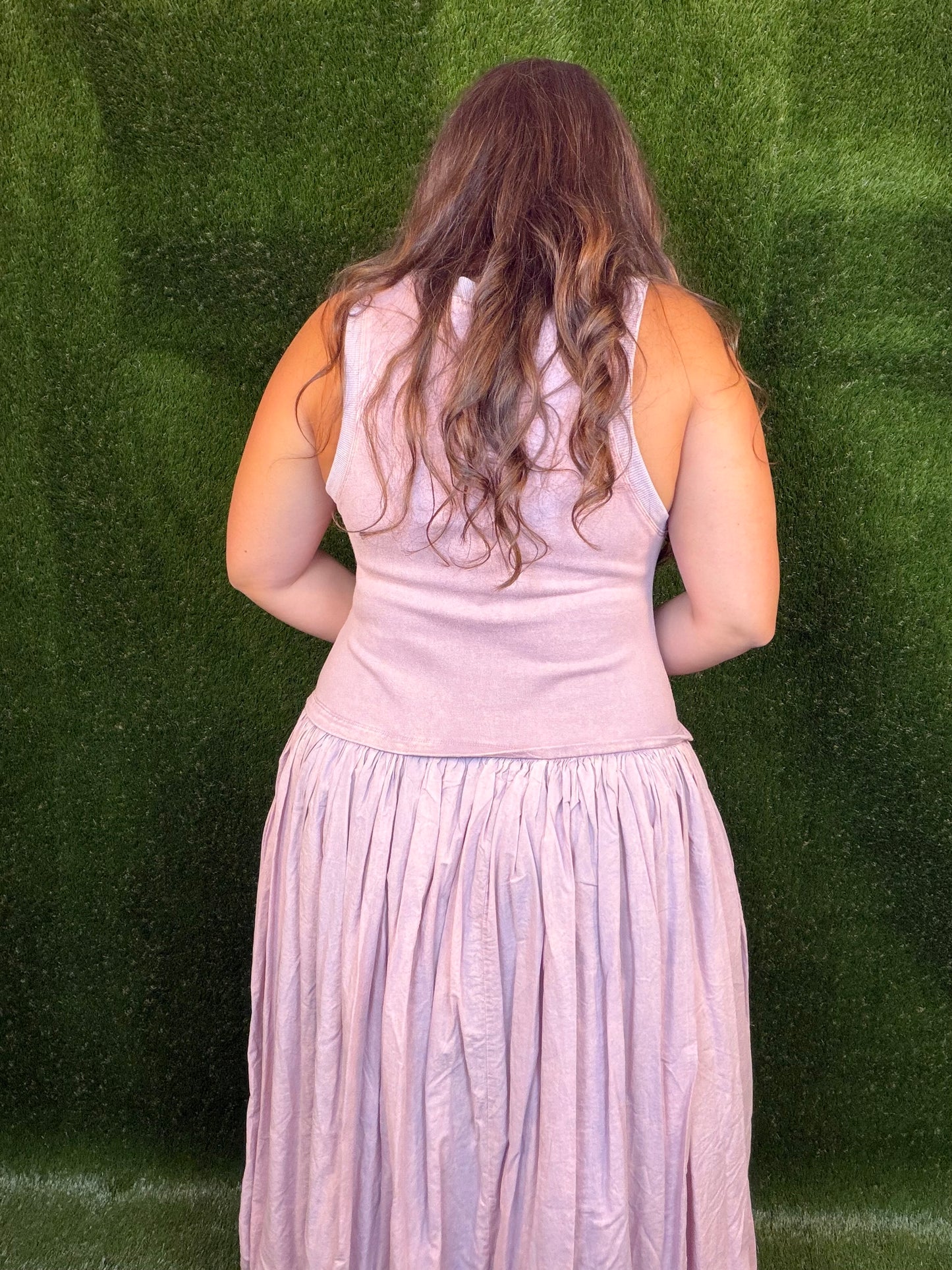 Sleeveless Balloon Skirt Dress - Purple