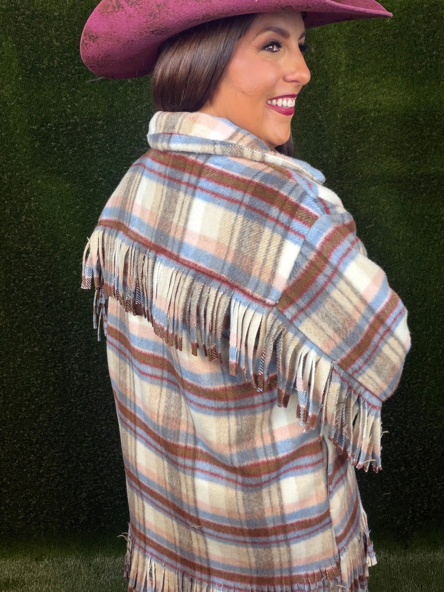 Cabin Comfort Fringe Shirt Jacket - Cranberry