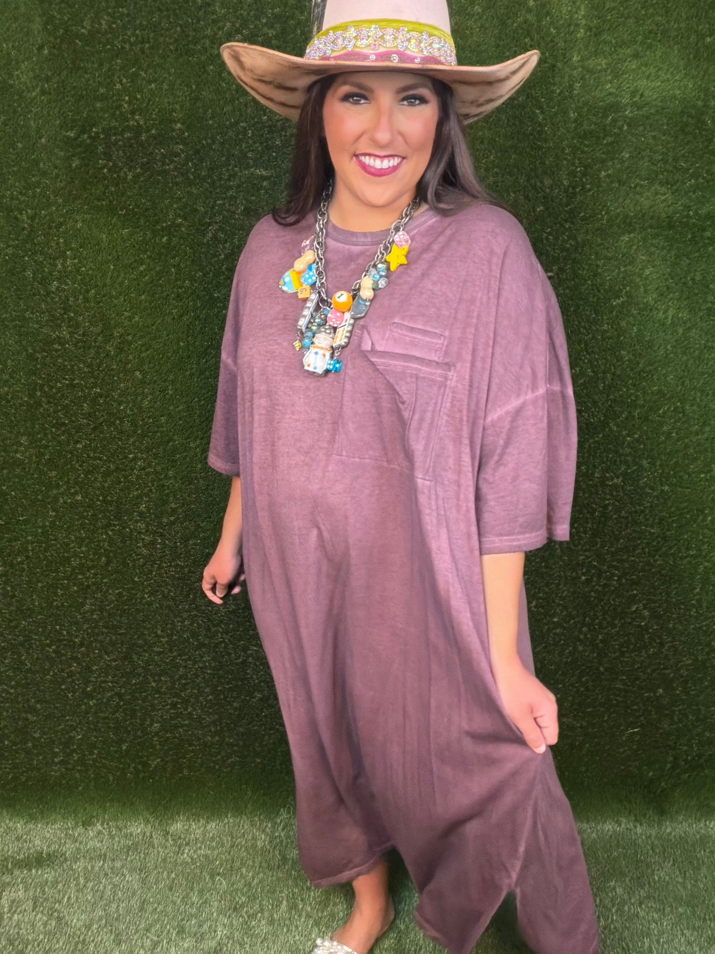 Cute Comfort Dress - Plum Purple