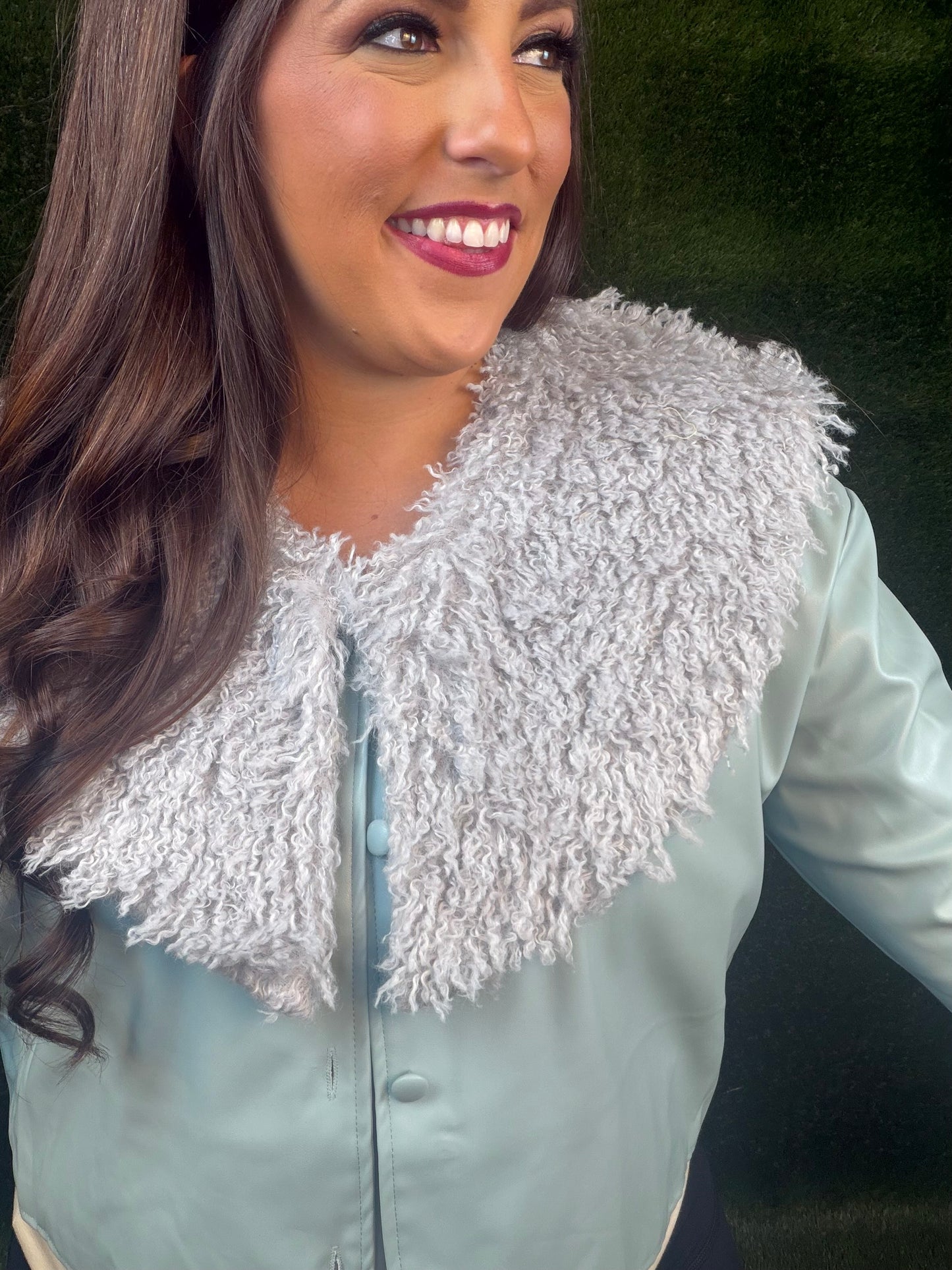Glacial Mint Faux Leather Jacket
