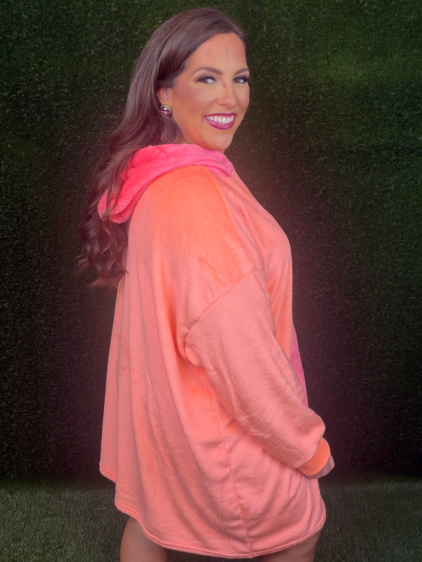 Neon Cloud Colorblock Hoodie Dress