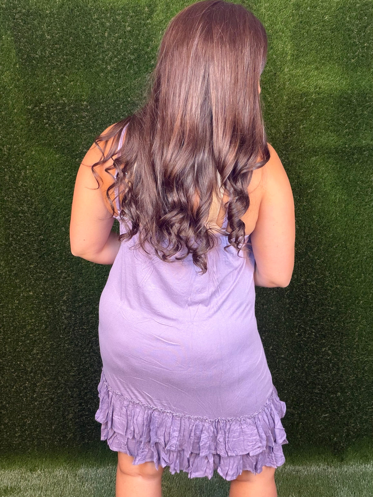 Ruffled Spaghetti Strap Slip Dress - Purple