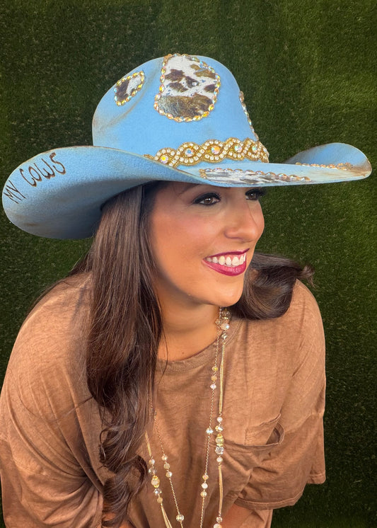 My Cows, My Pasture - Sky Blue Cowboy Hat - Size Large