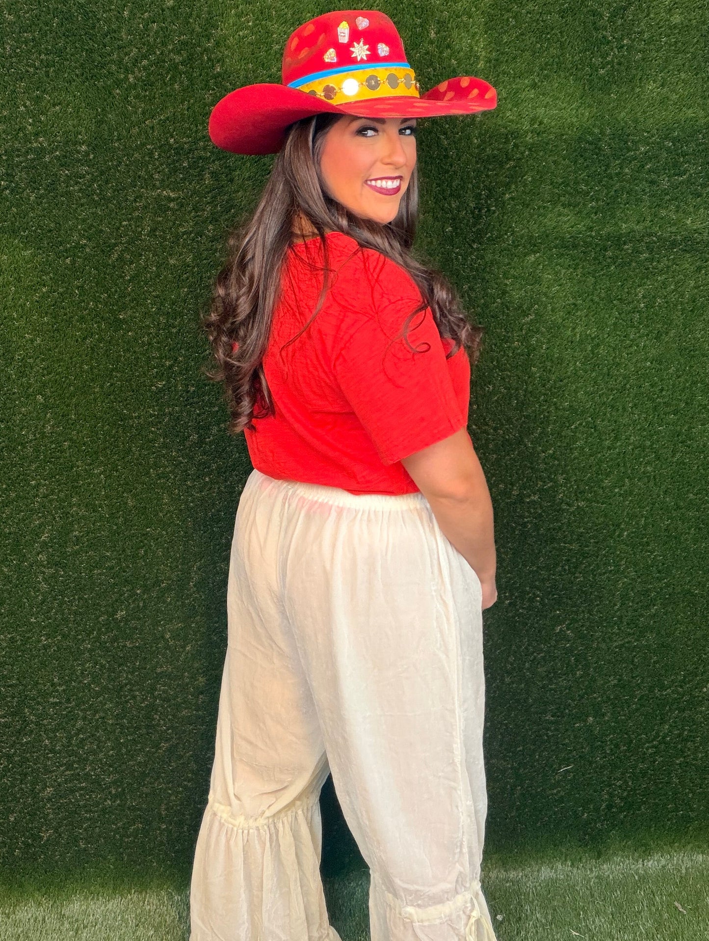 Ruffle It Up Velvet Pants - Parchment