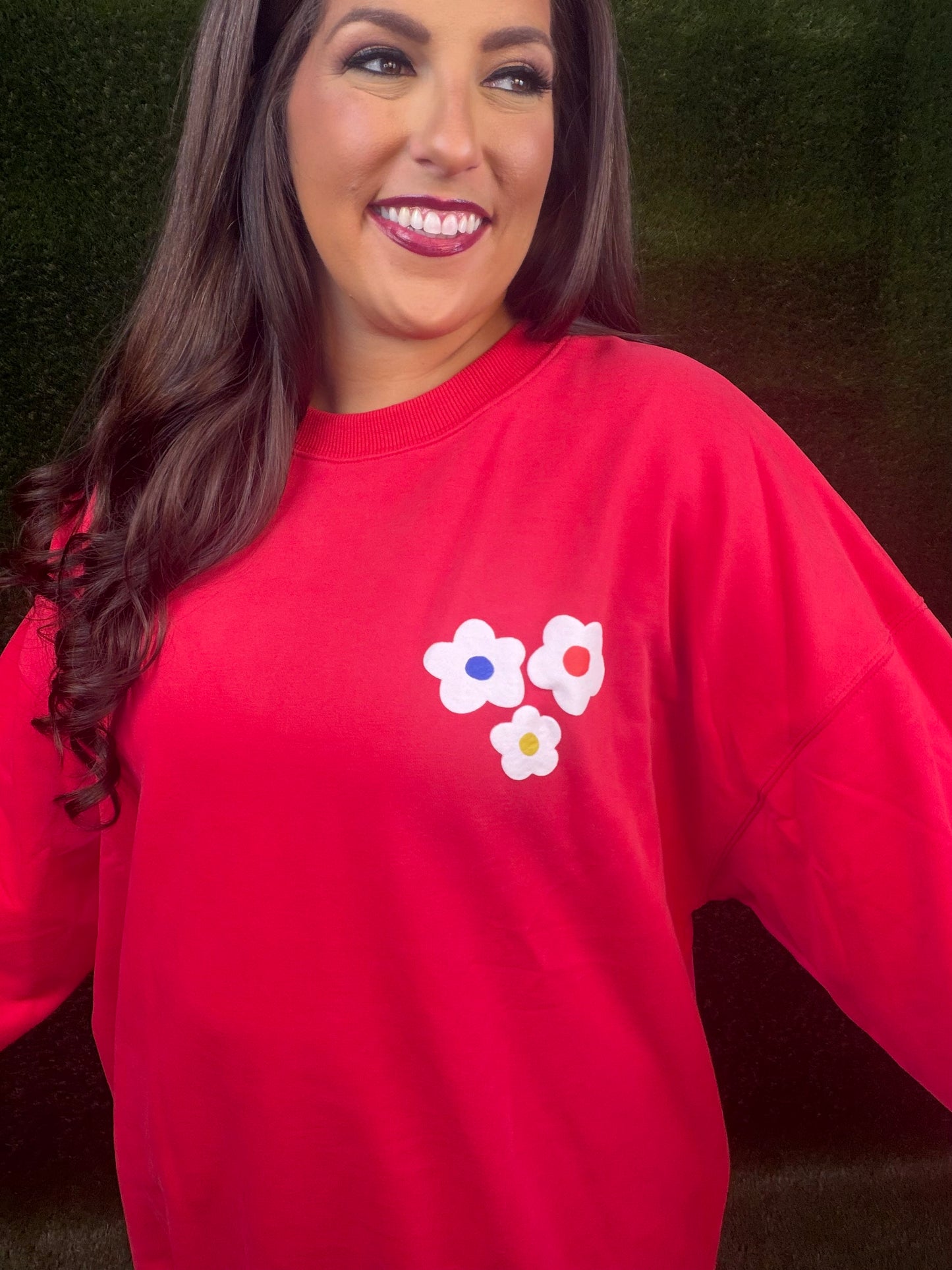 French Terry Graphic Be Love Pullover Sweatshirt - Red