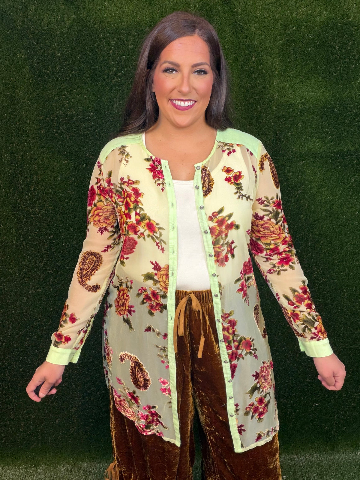 Velvet Dreams Tunic - Lime