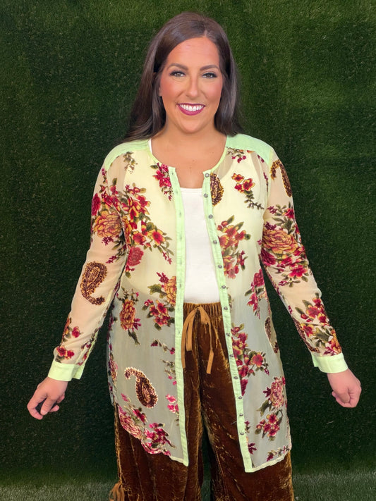 Velvet Dreams Tunic - Lime