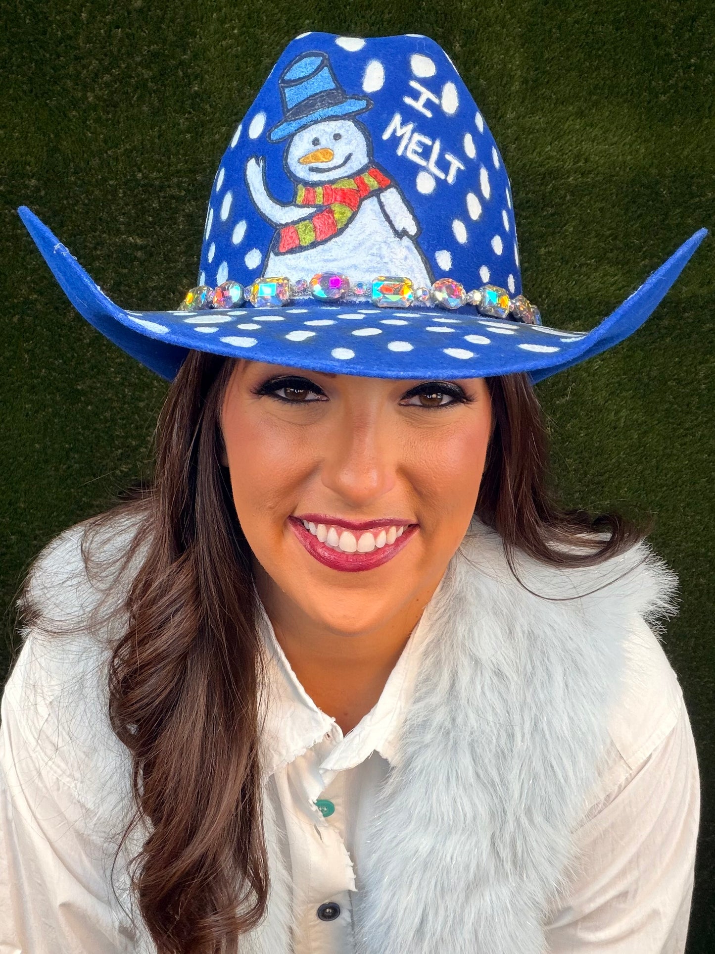 Mr. Snowman Cowboy Hat - Royal Blue - Size Large