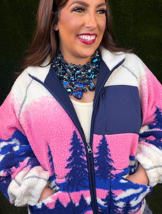 Mountain Scene Fleece Jacket