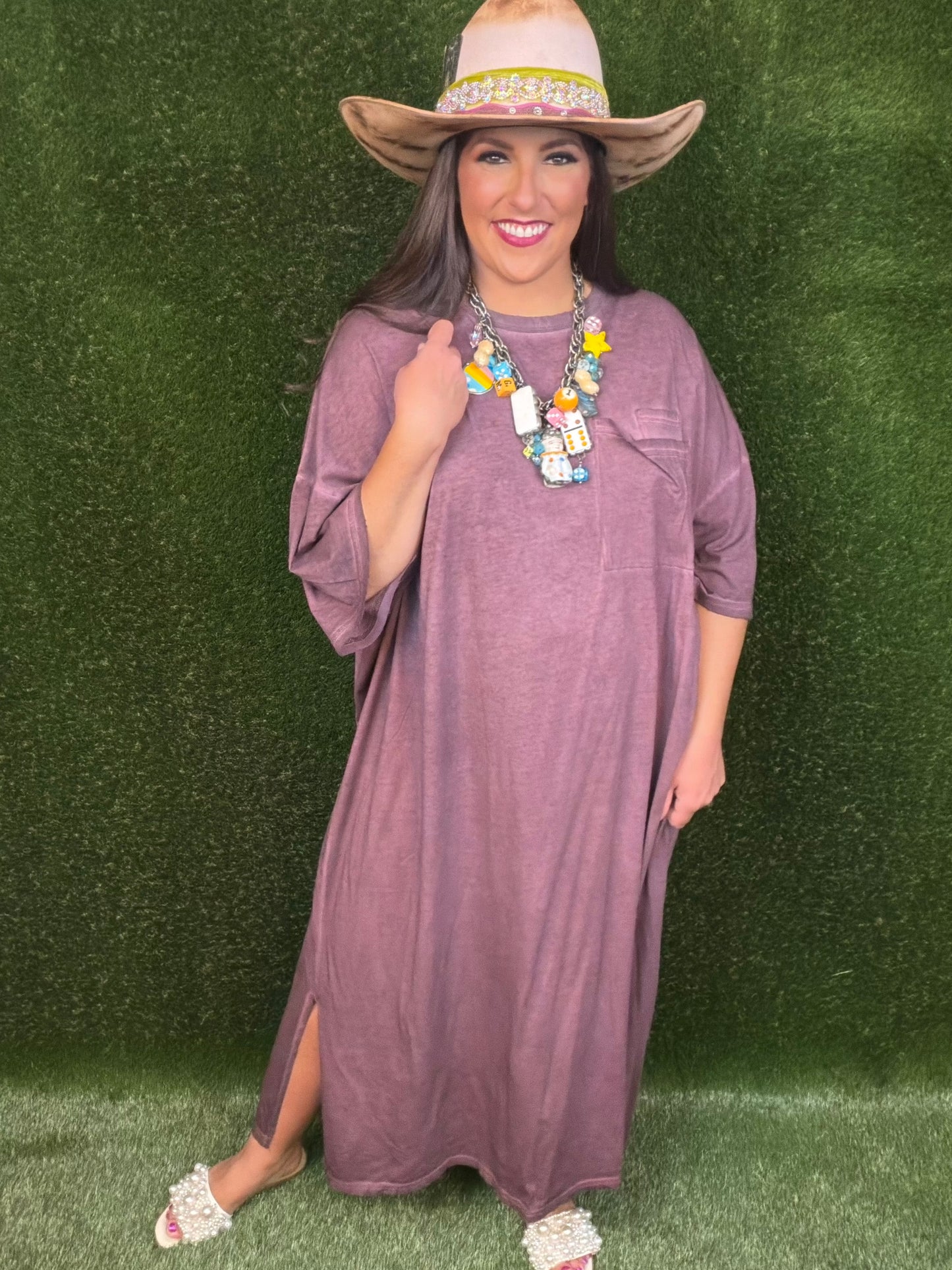Cute Comfort Dress - Plum Purple