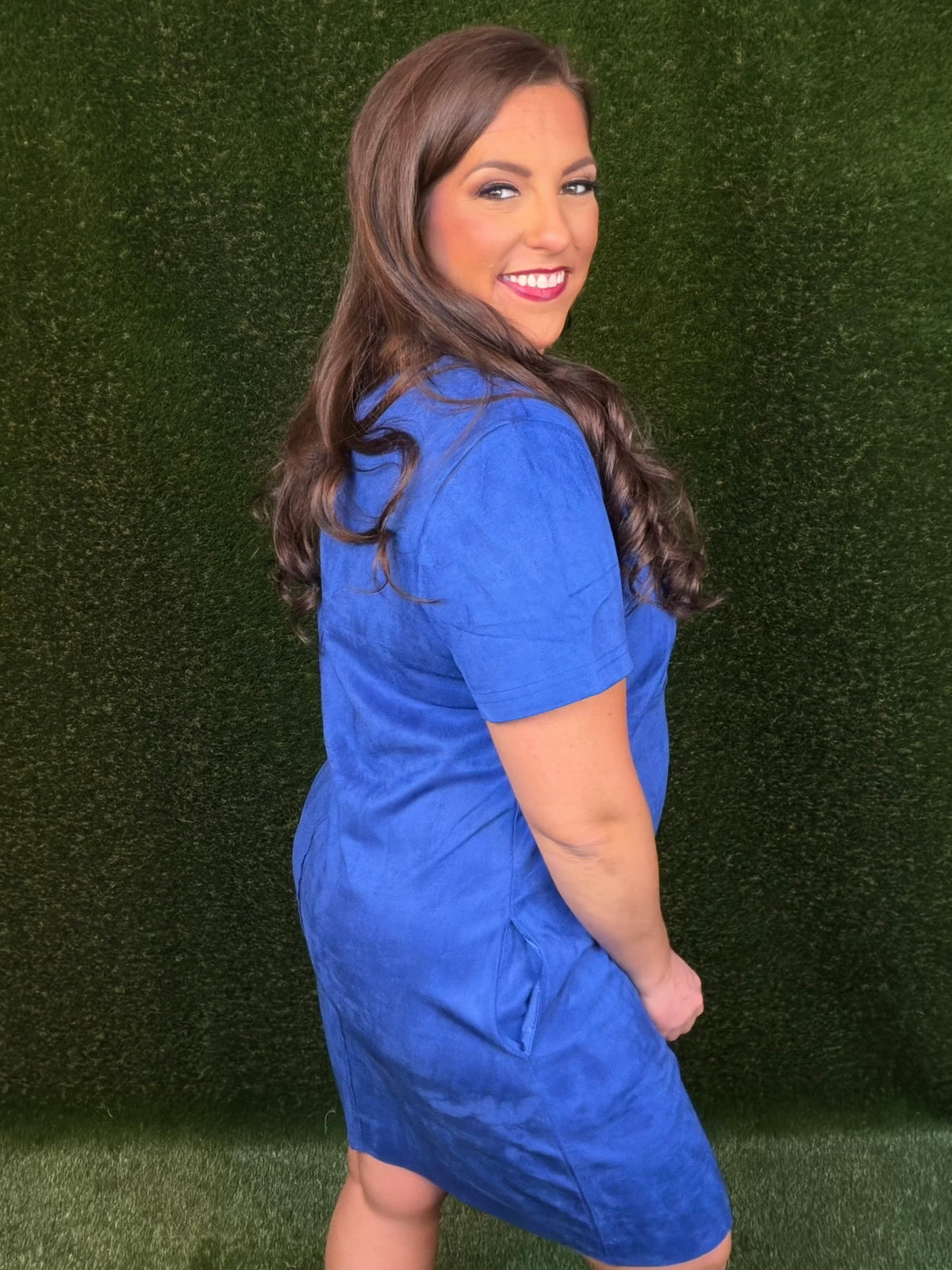 Sally Suede Dress - Cobalt Blue