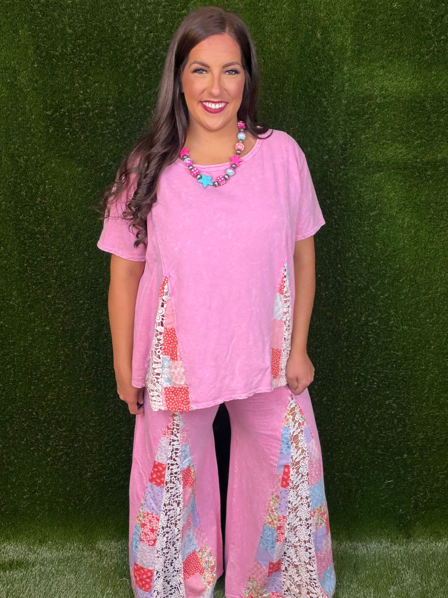 Candy Flare Matching Pant Set - Bubblegum Pink