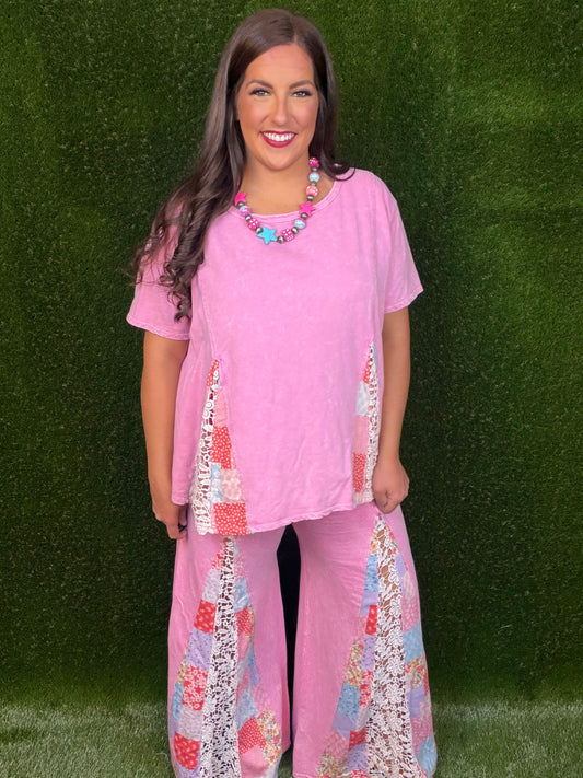 Candy Flare Matching Pant Set - Bubblegum Pink