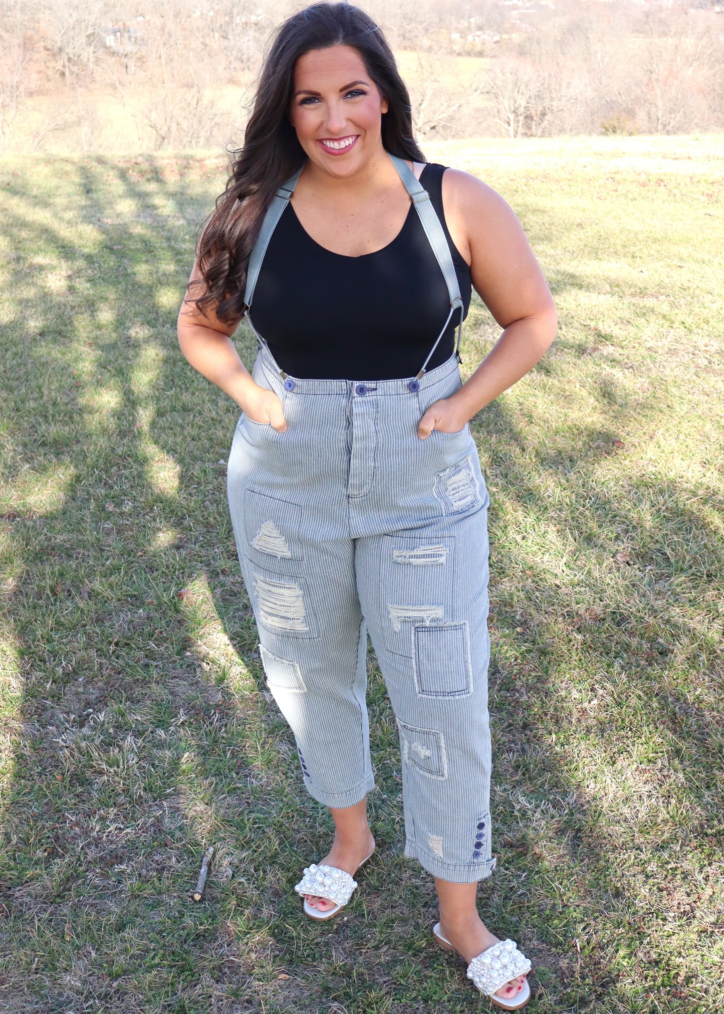 All The Things Trouser - Striped (Dusty Denim)