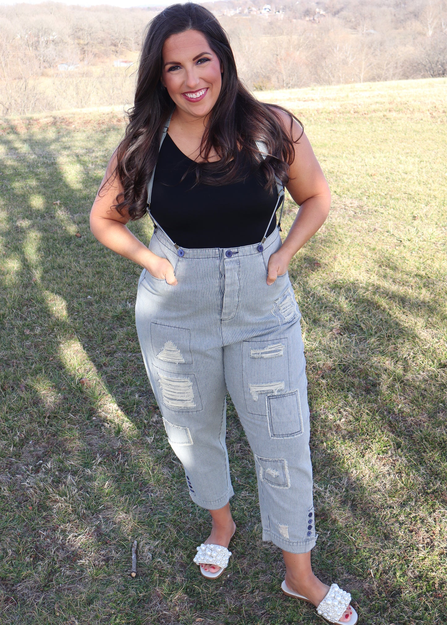 All The Things Trouser - Striped (Dusty Denim)