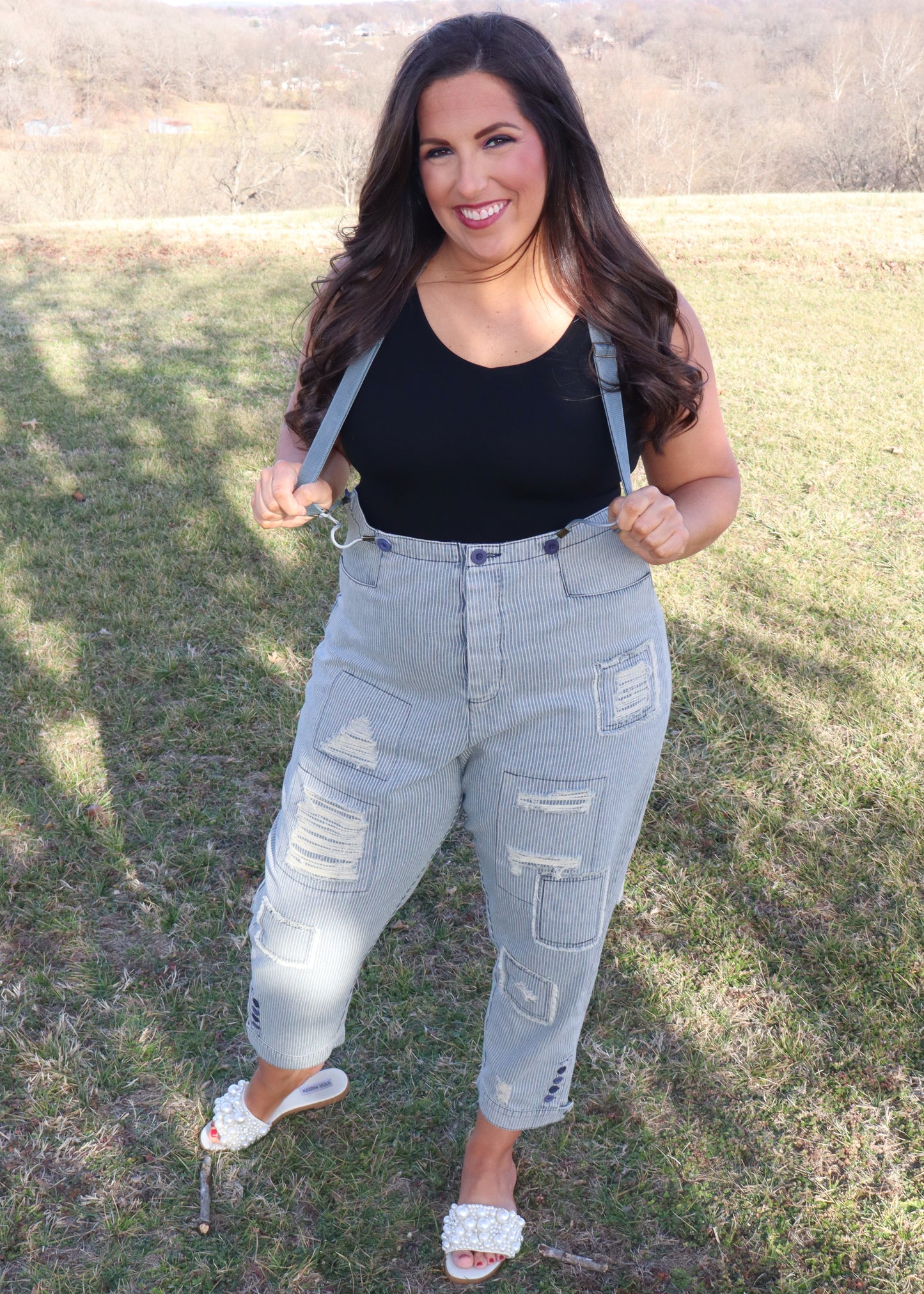 All The Things Trouser - Striped (Dusty Denim)