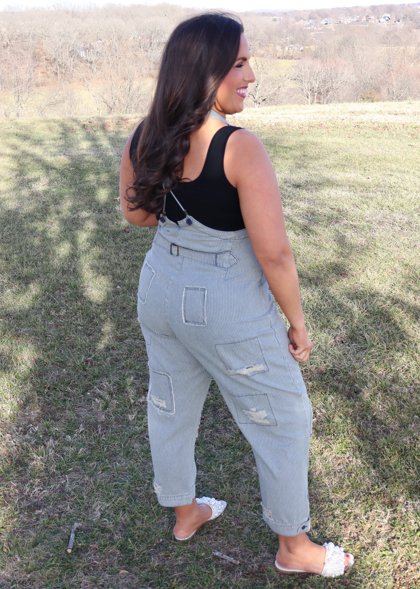 All The Things Trouser - Striped (Dusty Denim)