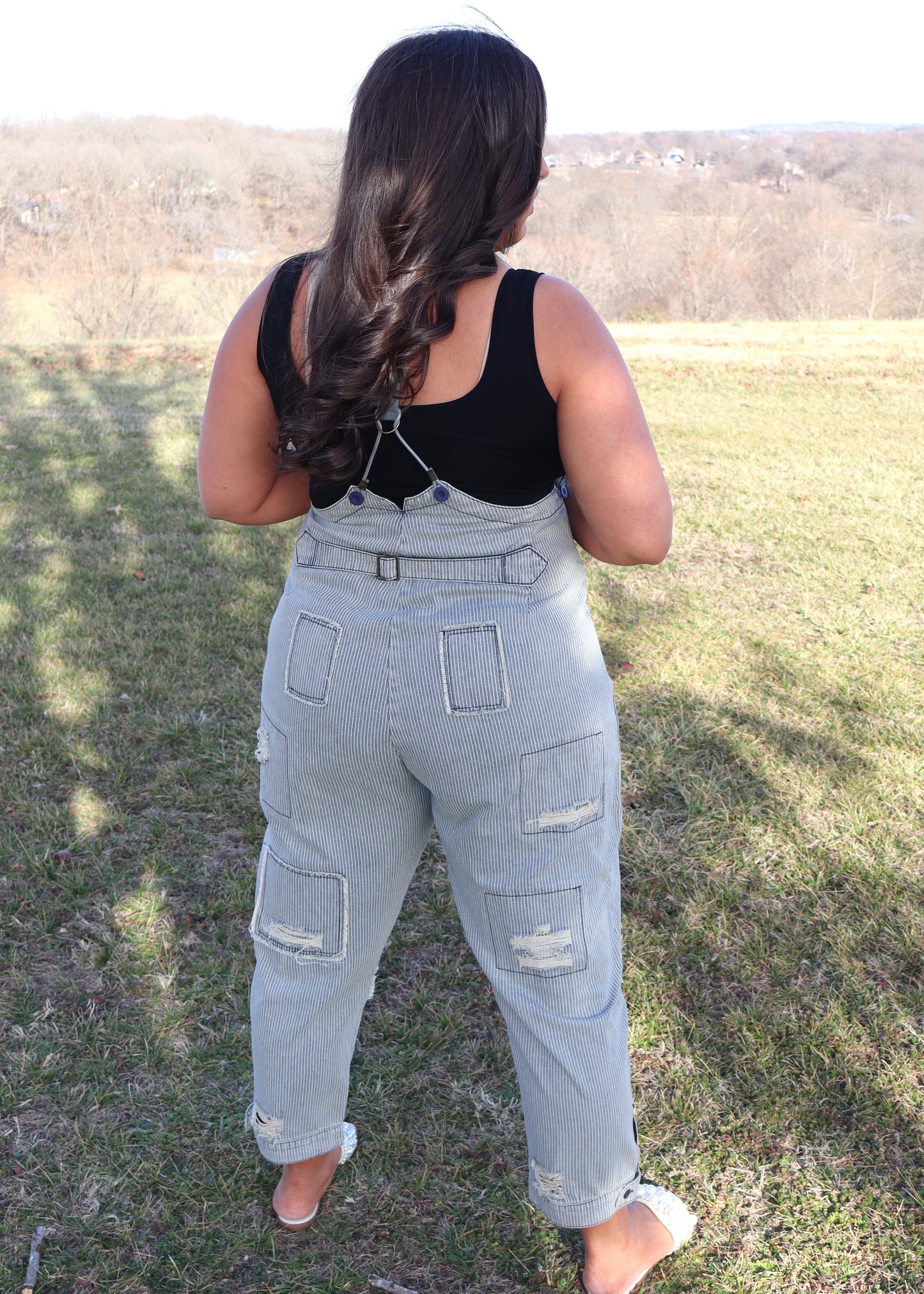 All The Things Trouser - Striped (Dusty Denim)